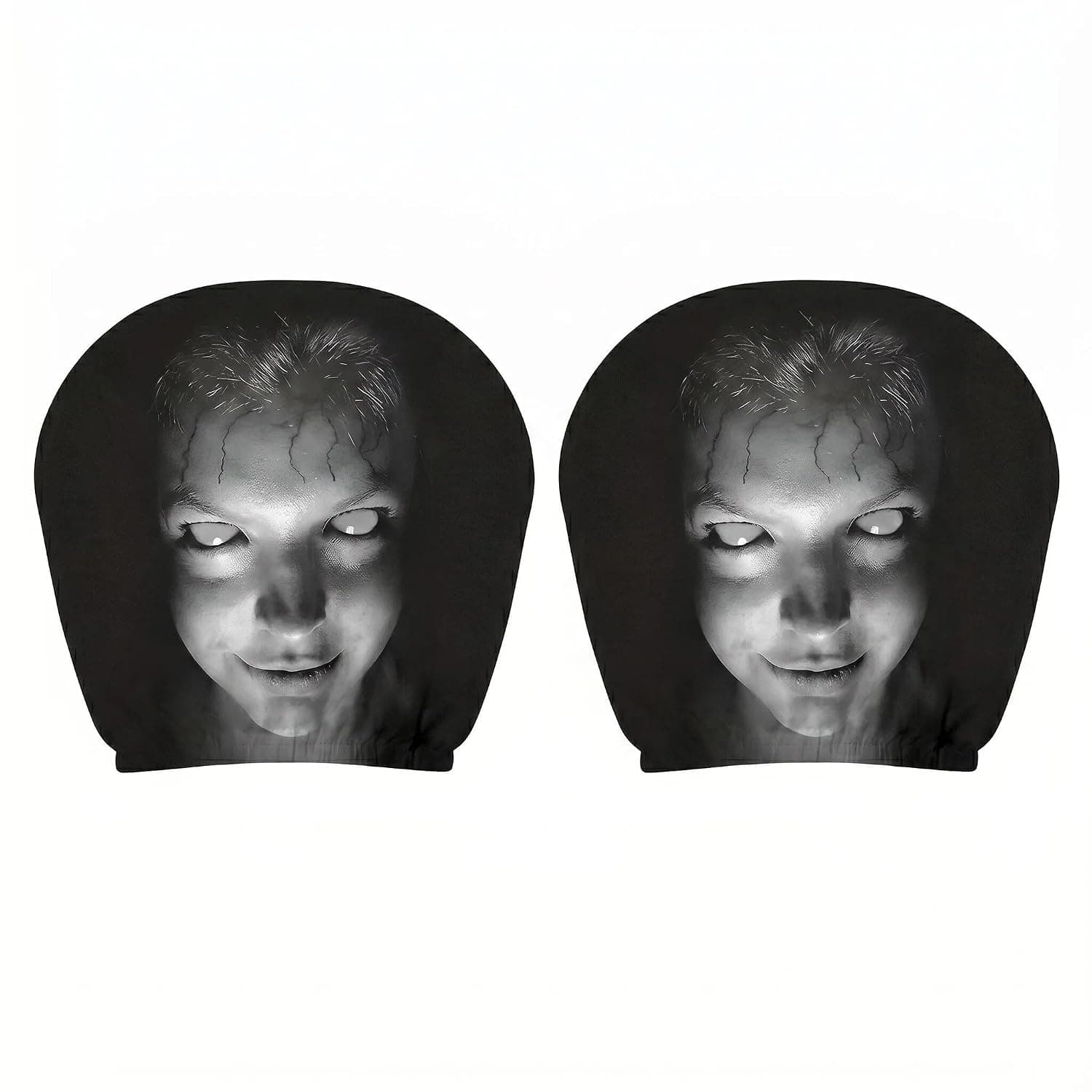 2 Pcs Scary Car Headrest Covers, Ghost Face Car Headrest Covers (A) | Funny Head Rest Cover,Scary Face Headrest Covers for Cars,Ghost Face Car Seat Head Rest Dust Covers for Halloween Cars Decor
