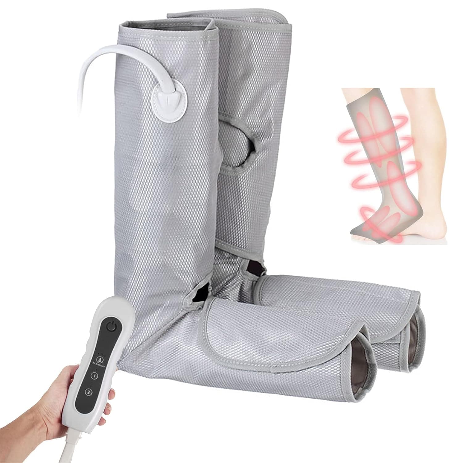 Leg Air Massager for Circulation and Relaxation Foot and Calf Massage Foot Massager with 4 Modes 3 Intensities Helpful for Circulation and Muscles Relaxation Deep Kneading HunShie