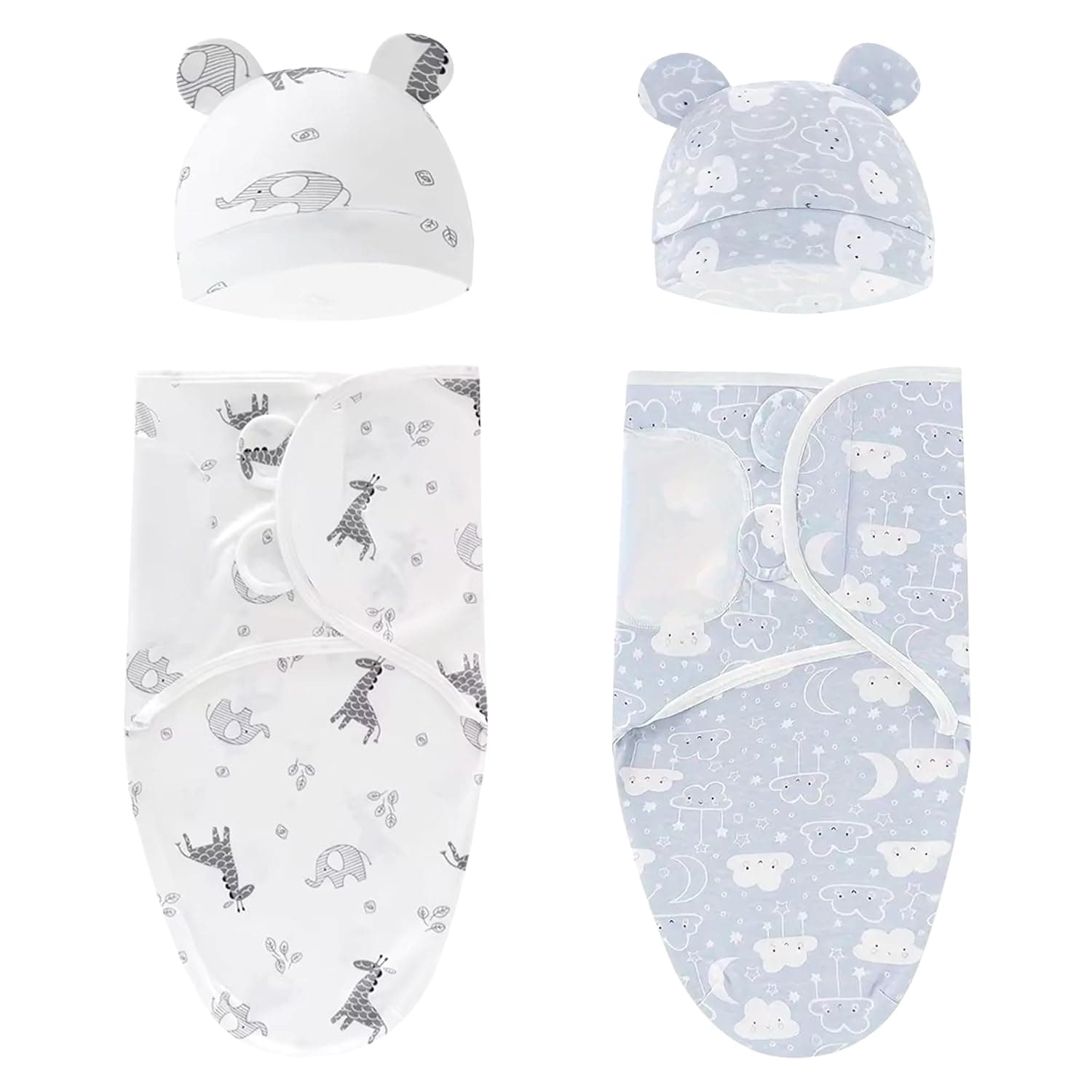 2-Pack Baby Swaddle Sleep Sack – Soft 100% Cotton Newborn Swaddle Blanket Wrap for 0-3 Months – Adjustable and Breathable Baby Sleep Sack for Boys & Girls – Unisex Baby Essentials