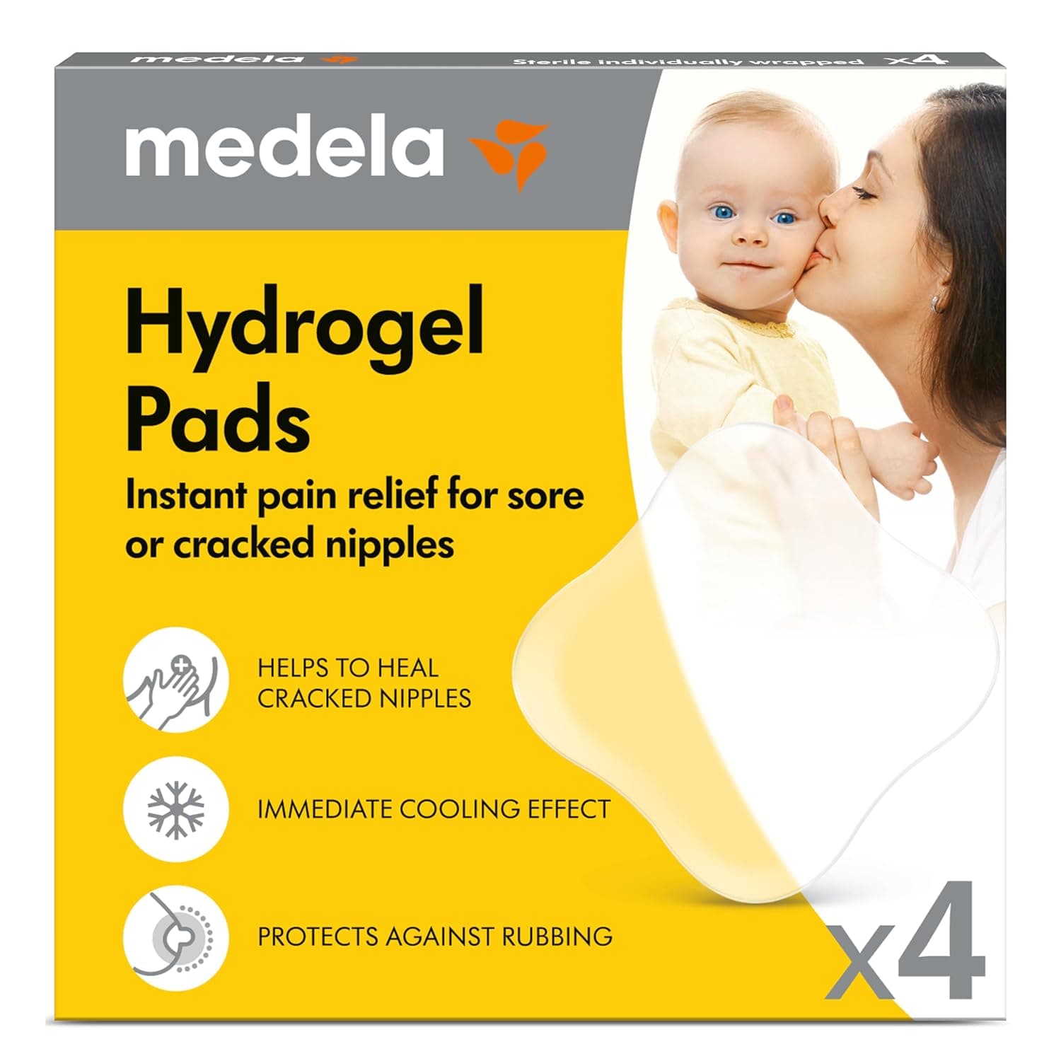 Medela Soothing Gel Pads for Breastfeeding, 4 Count Pack, Tender Care HydroGel Reusable Pads, Cooling Relief for Sore Nipples from Pumping or Nursing