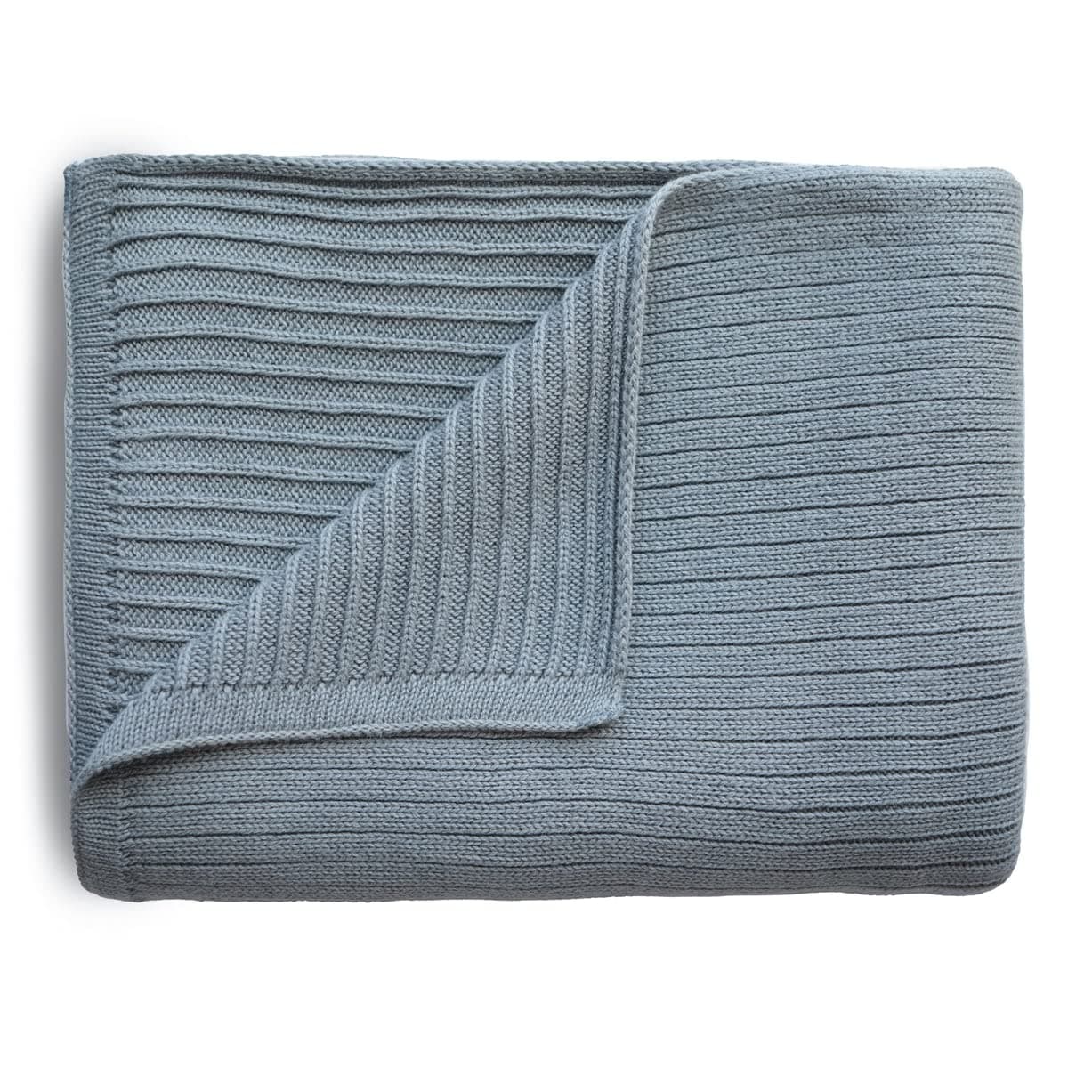 Mushie Knitted Baby Blanket Ribbed Smoke