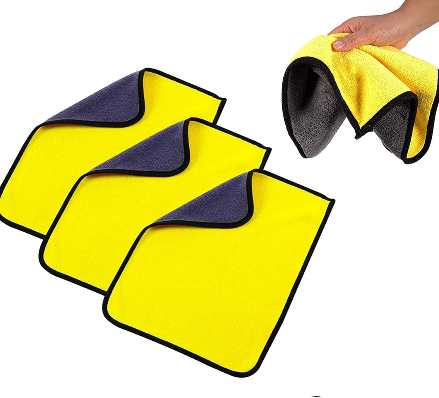 3-Pack Car Drying Towel, Soft Double Sided Cloths for Vehicle Drying and Polishing, 30x30cm Microfiber Super Absorbent Car Wash