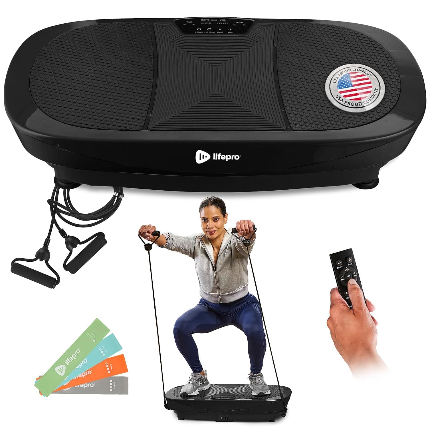 LifePro Rumblex Max 4D Vibration Plate Exercise Machine with Loop Resistance Bands - Full Body Workout Equipment for Home Fitness, Shaping, Training, Recovery, Weight Loss