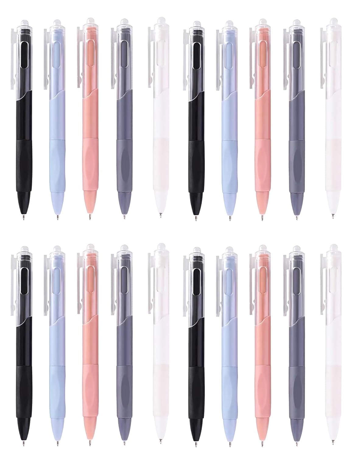 20pcs Cute Retractable Pens Aesthetic Gel Pens Ink Writing Pens with 0.5 mm Smooth Fine Point Novelty Printing Pens Office School Supplies for Women Men (Morandi 5color 20pcs)