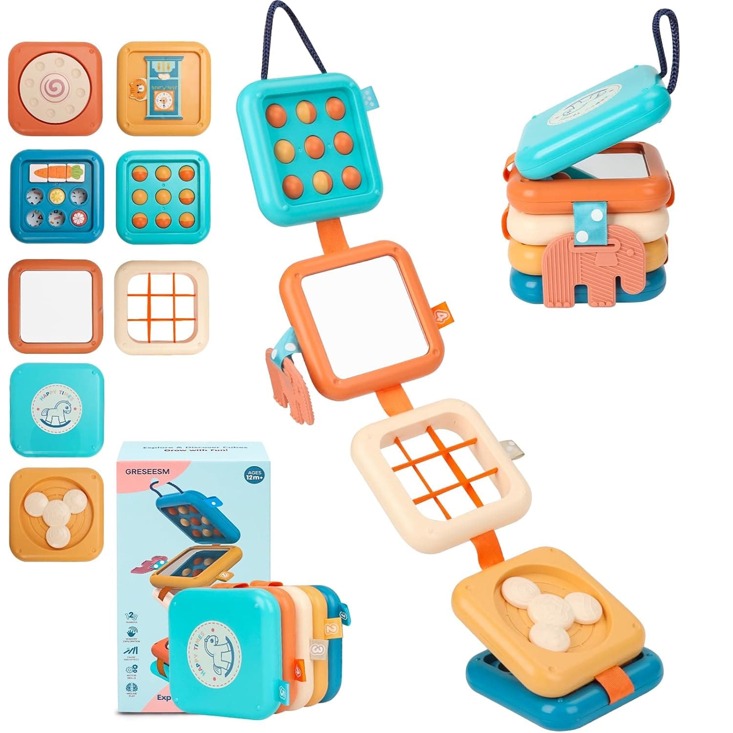 Busy Board for 1 Year Old, Montessori Toys for 1 2 Year Old Boy Girl Birthday Gifts, 8 in1 Travel Sensory Toys for Toddlers 1-3 Fine Motor Skills Learning Baby Toy 12-18 Months, Easter Basket Stuffers