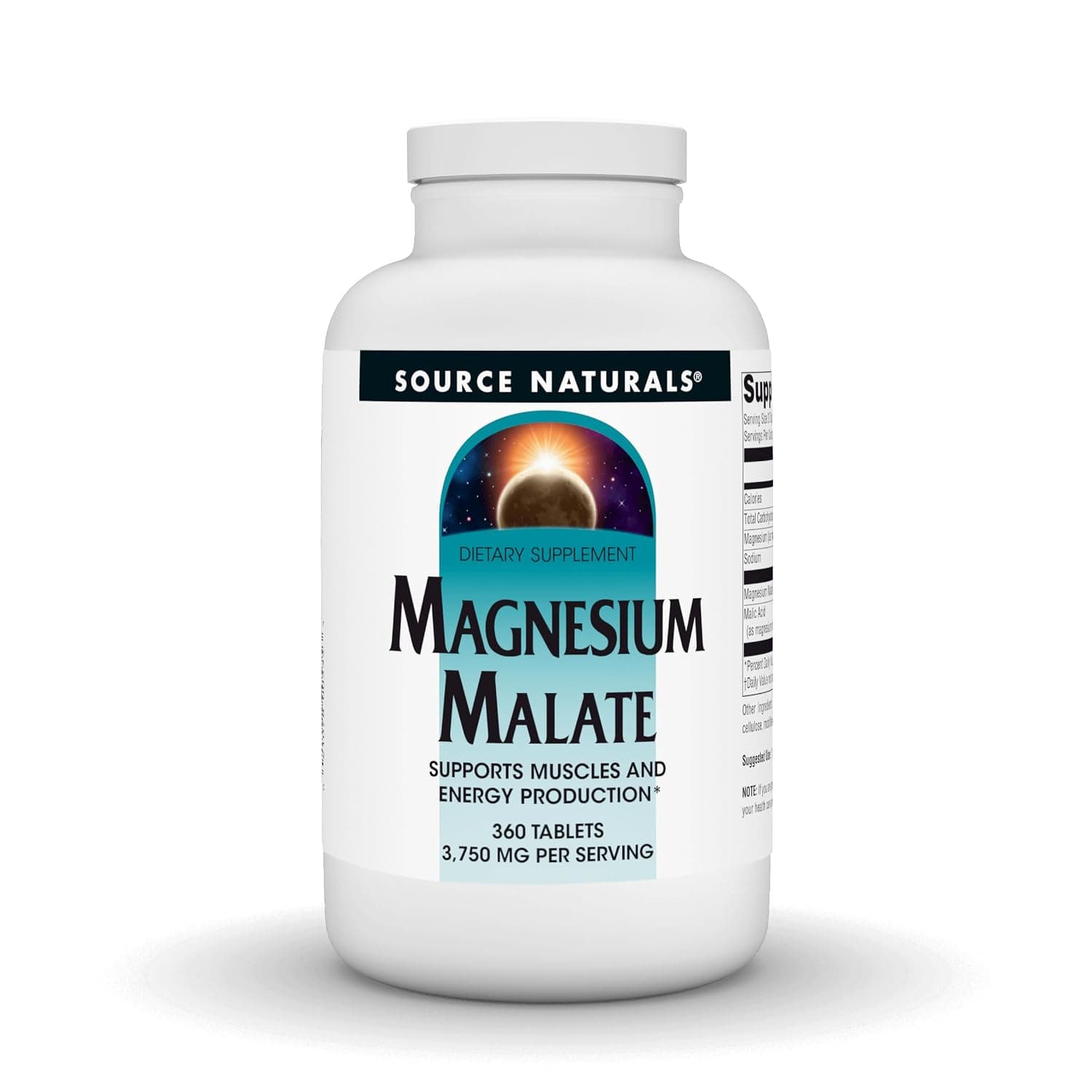 Source Naturals, Magnesium Malate, 1,250 mg, 360 Tablets | Supports Muscles and Energy Production*