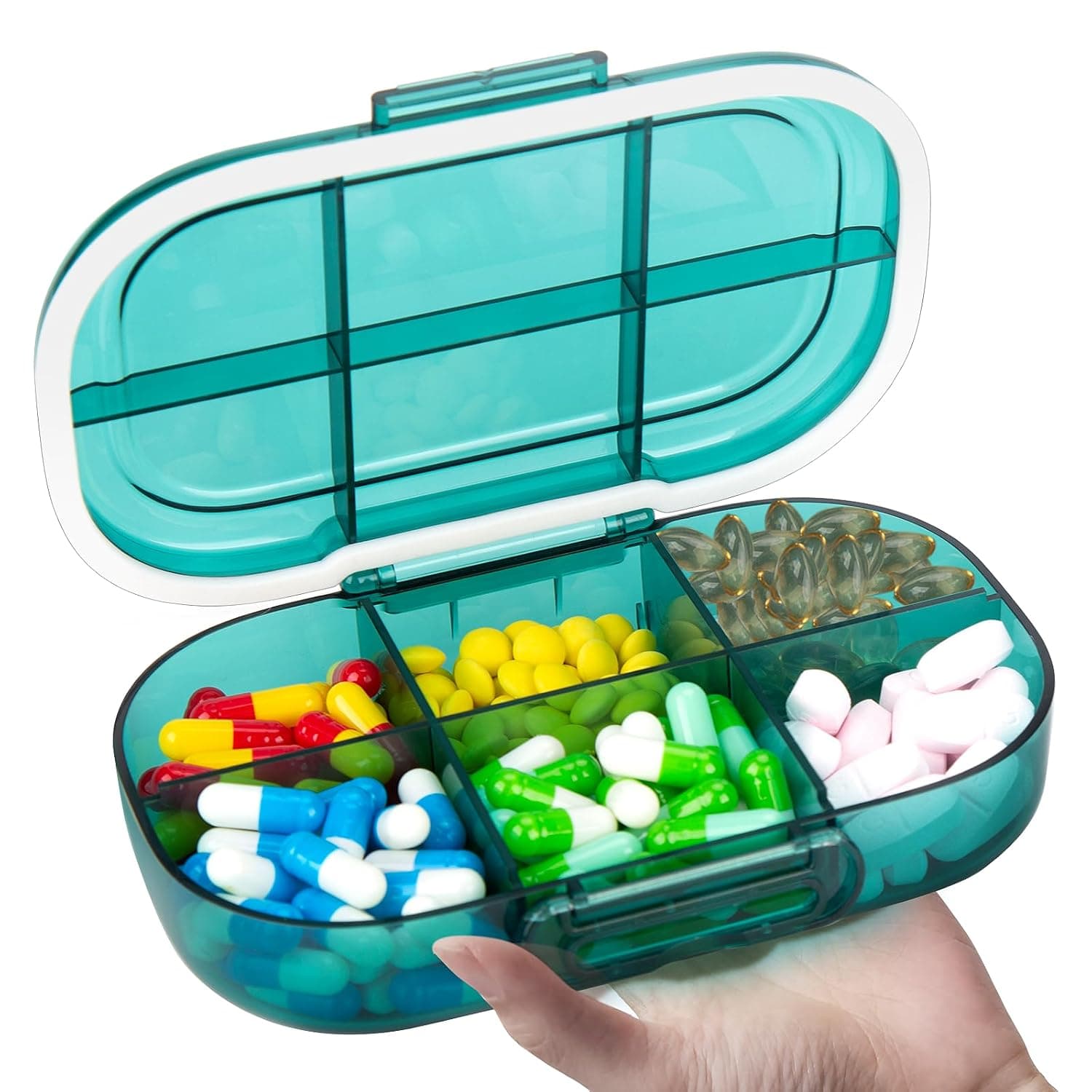 Medicine Pill Organizer, Large Travel Pill Organizer Medicine Box Case Container Holder for Pills, Vitamins, Fish Oil, Supplements, Jewelry Box for Women Girls Girlfriend Wife（Dark Green）
