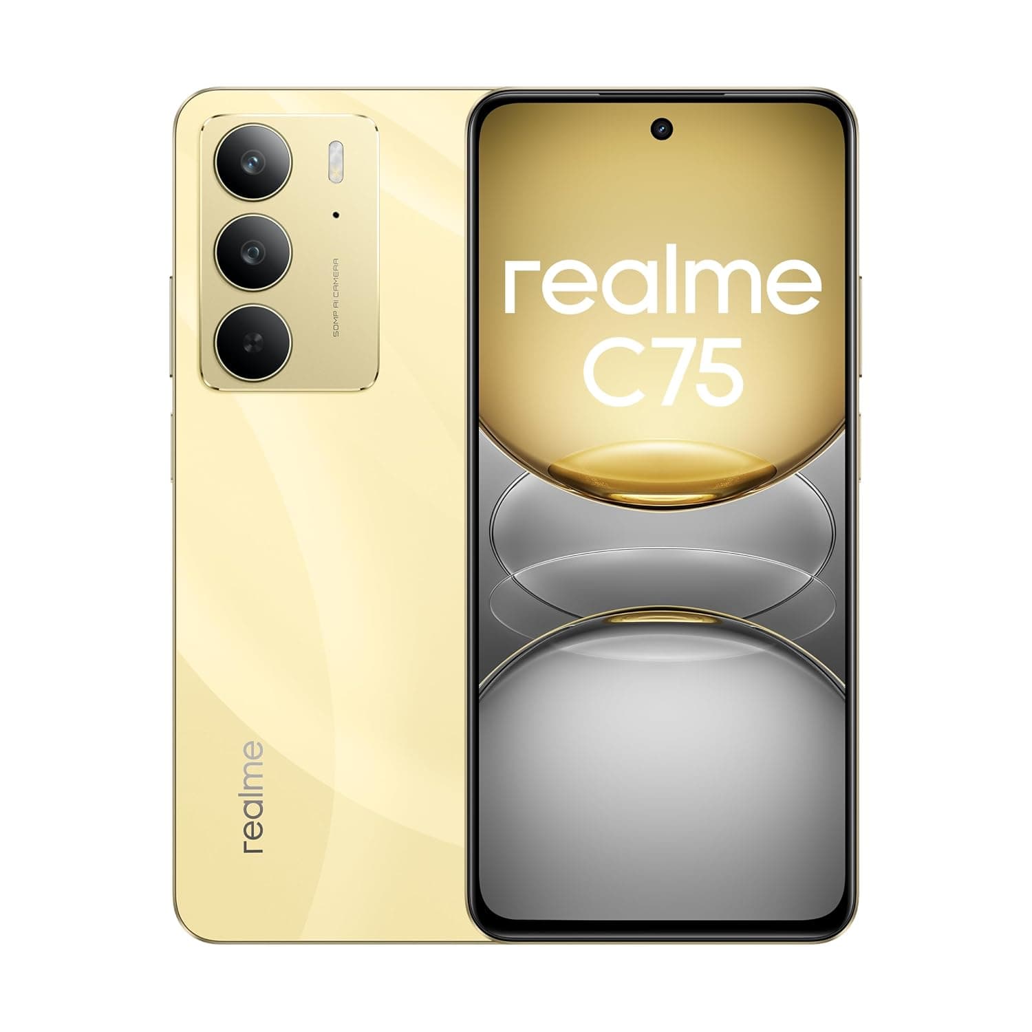 ريلمي جوال ذكي C75 ثنائي شرائح الاتصال 4G LTE، ذاكرة RAM 8 جيجا بايت+ تخزين 256 جيجا بايت، بطارية 6000 ميلي أمبير في الساعة، شاشة 6.72 بوصة FHD+ وكاميرا مزدوجة 50 ميجابكسل (ذهبي (لايتنينج جولد))