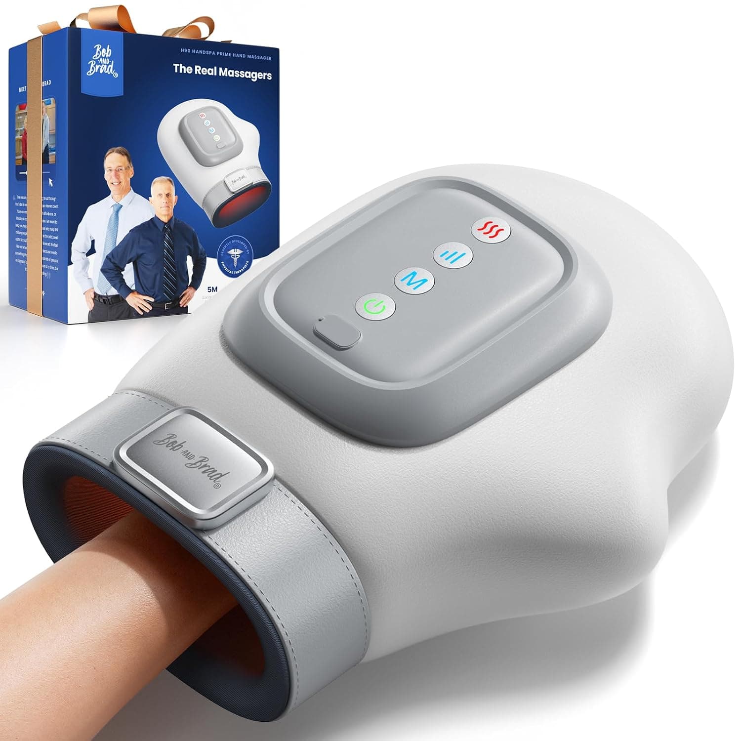 BOB AND BRAD Hand Massager with Quick Heating Function, HandSpa Prime Massager for Hands & Fingers, Battery Compression Massage for Relaxation, 3 Modes & 5 Levels Wireless, Gifts for Women Men