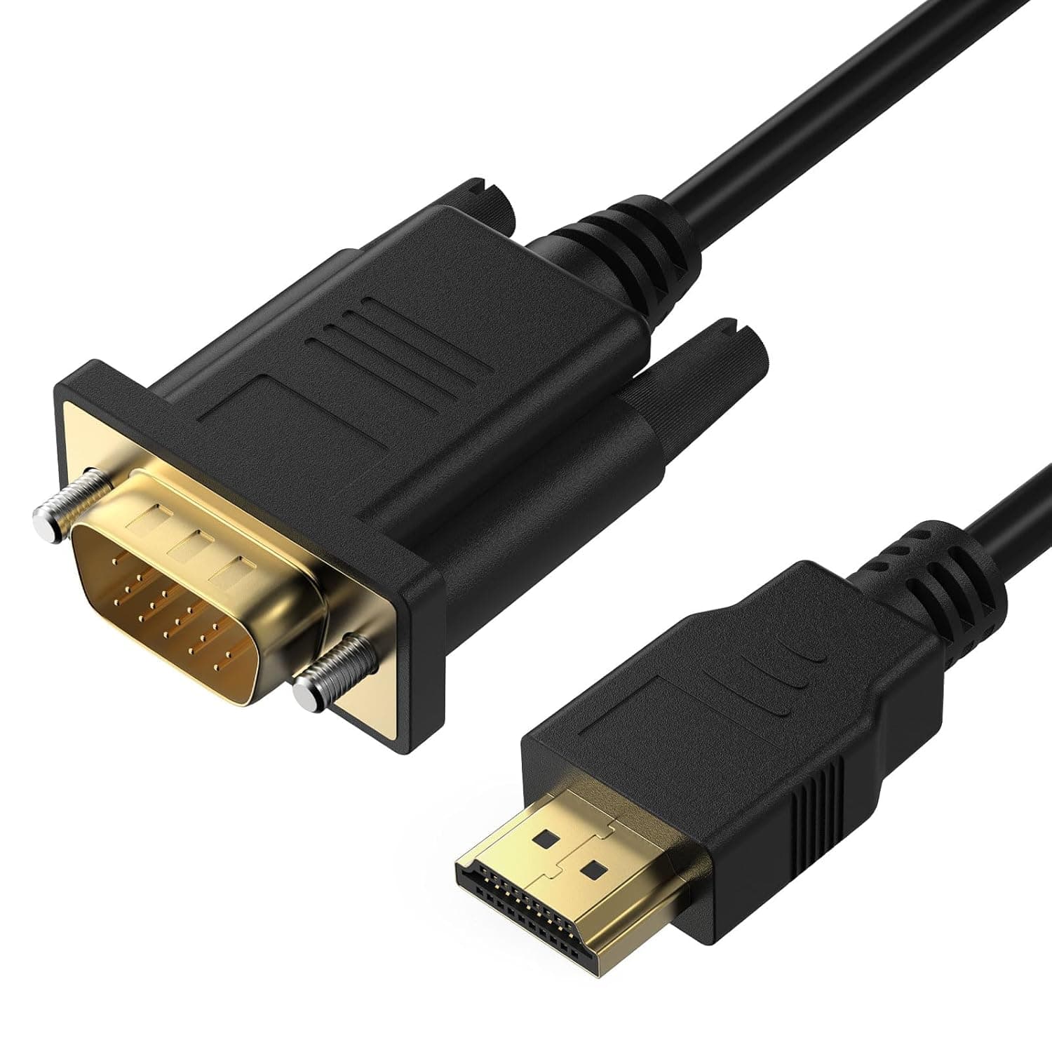 كيبل HDMI الى VGA، 6 قدم مقابس مطلية بالذهب مضادة للتداخل 1080P@60Hz من مصدر HDMI الومنيوم الى محول عرض VGA (ذكر الى ذكر) متوافق مع الكمبيوتر واللابتوب واكس بوكس وبلاي ستيشن 5 والشاشة والمزيد