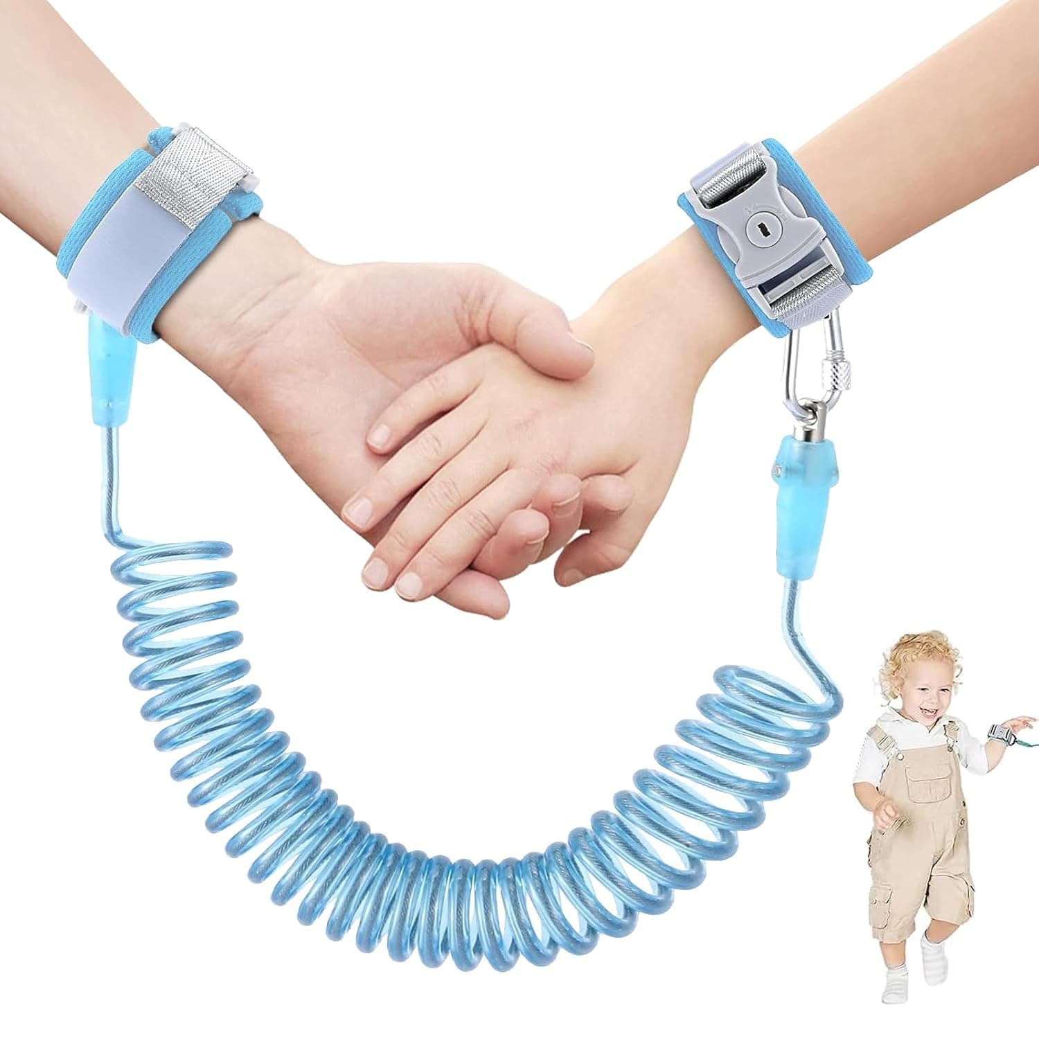 ToolHouse Adjustable Kids Safety Leash, 360° Rotating Anti-Lost Wrist Link with Security Lock, Comfortable Wristband for Toddlers Learning to Walk, For Outdoor Activities & Travel (Blue)