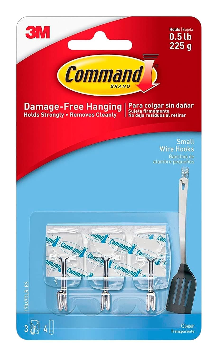 Command Wire Small Hooks | Holds 225 gr. each hook| Clear color | Organize | Decoration | No Tools | Holds Strongly | Damage-Free Hanging | 3 hooks + 4 strips/pack