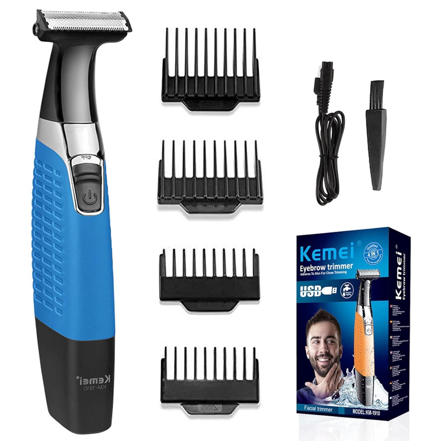 KEMEI Men Electric Shavers, Beard Trimmer (Blue)