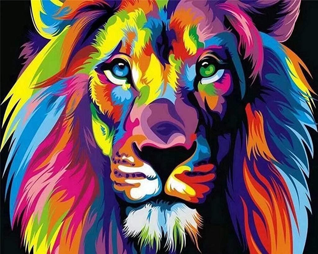 HASTHIP Paint by Numbers for Adult Kits, DIY Canvas Oil Painting Kit for Adults Kid Beginners with Paintbrushes Acrylic Pigment Drawing Paintwork, Multicolor