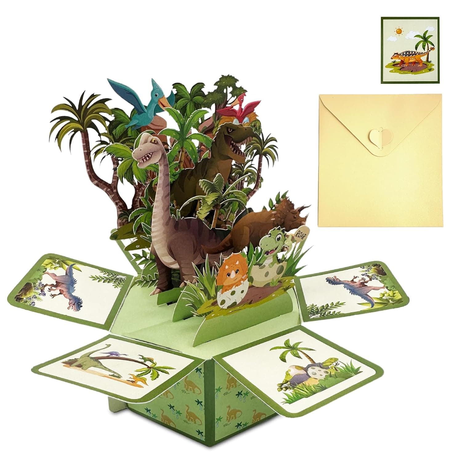 Pop Up Birthday Card for Jurassic Dinosaur Birthday Card for Dragon Lovers, 3D Pop Up Cards for Dinosaur Loving Kids Boys Girls, Fun and Happy Children Greeting Cards with Envelop Message Card C