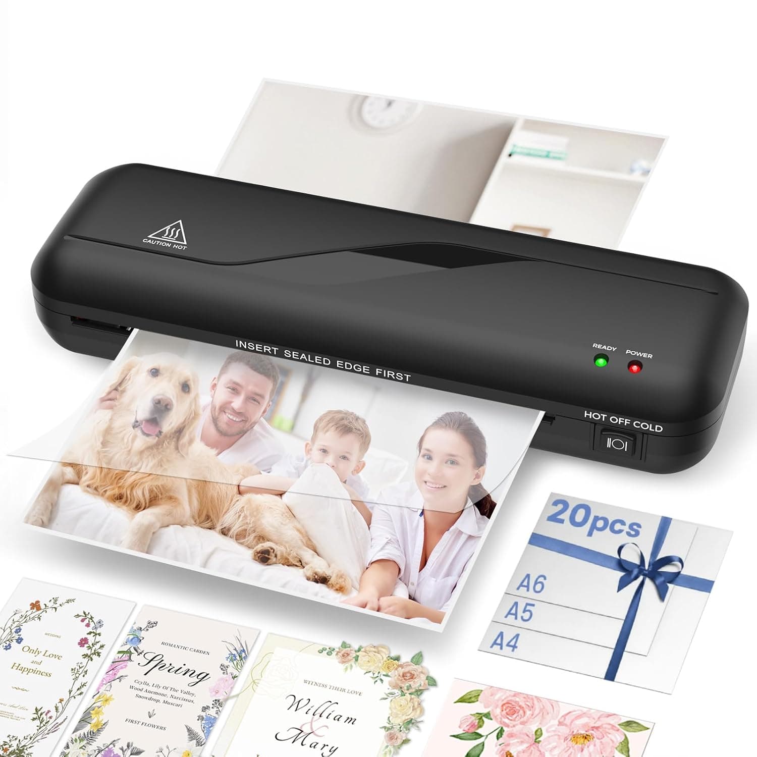 VidaTeco A4 Thermal Laminator Machine, Hot & Cold Lamination, 20 Pouches | 2-min Quick Warm-Up, Bubble-Free, 2-Roller System, For Documents, Photos, Ideal For Home, Office & School