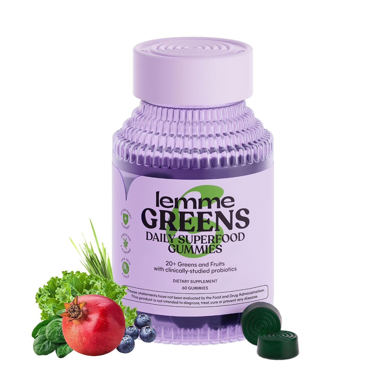 Lemme, Greens, Daily Superfood Gummies, Berries & Greens, 60 Gummies