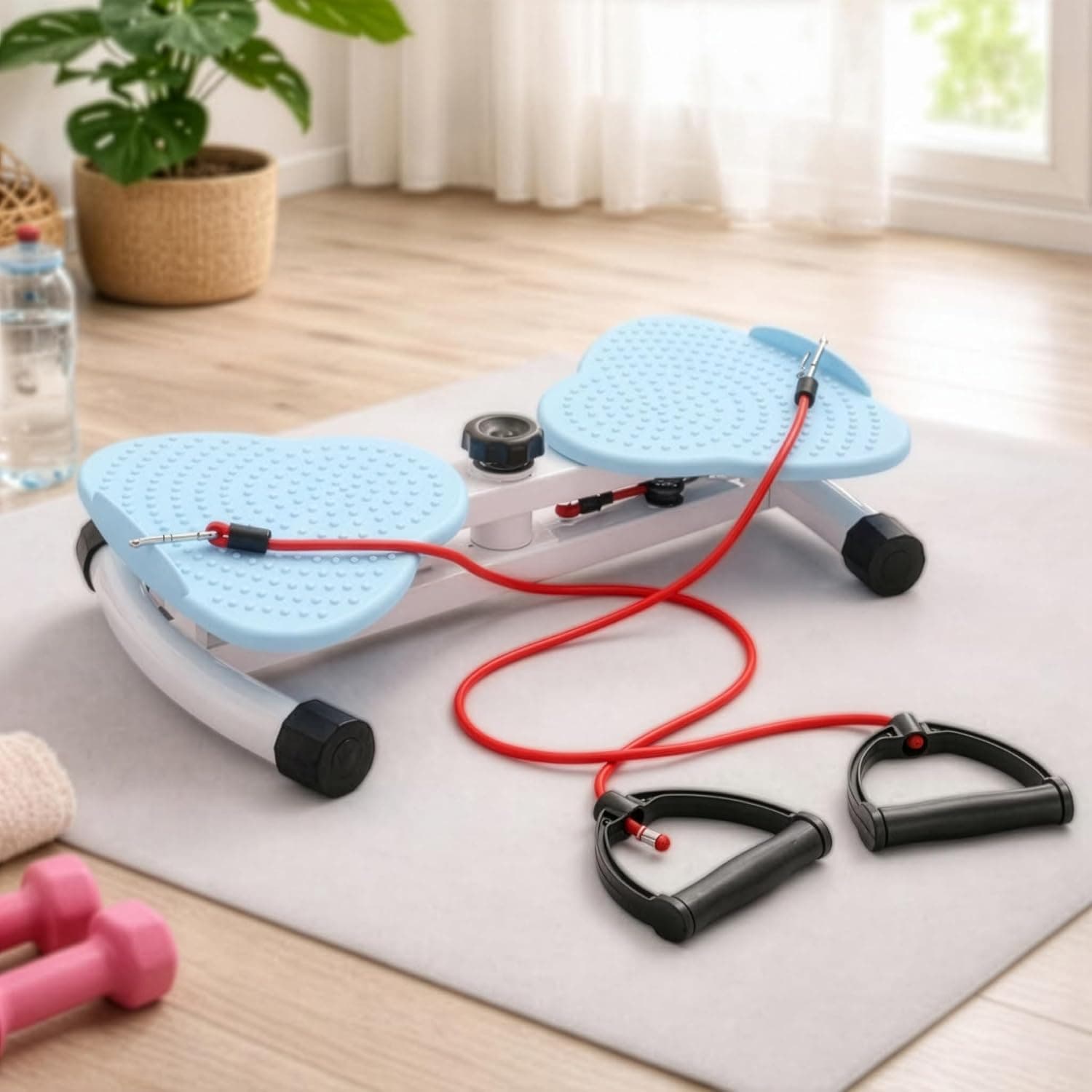 Abdominal Exerciser Waist Trimmer Foot Massage 360 Degree Rotation Resistance Bands Home Use 100K Blue Twister Stepper Home Fitness Equipment