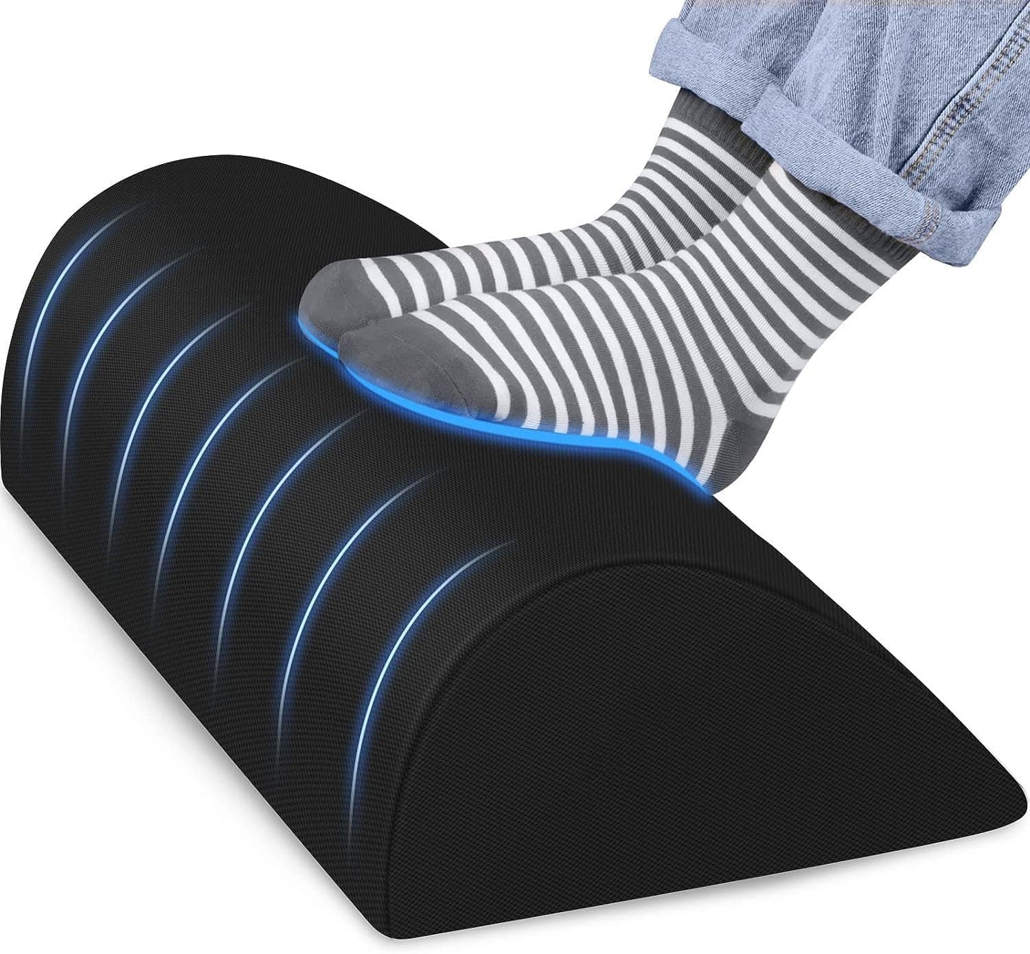 Paporich Foot Rest for Under Desk at Work,Ergonomic Design,Washable Comfortable Foot Stool,with Memory Foam,Non Slip Bead,for Office, Home and Car to Relieve Back,Lumbar,Knee Pain (Black)