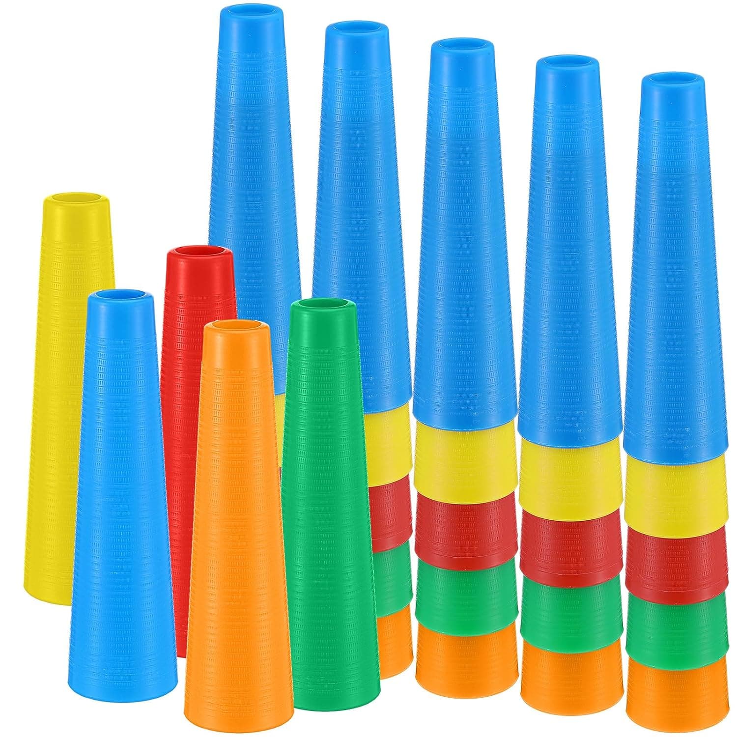Threehoney 50 Pcs Plastic Training Cones Colored Cones Plastic Small Stack Cones Occupational Therapy Tools Medical Rehabilitation Functional Hand Therapy