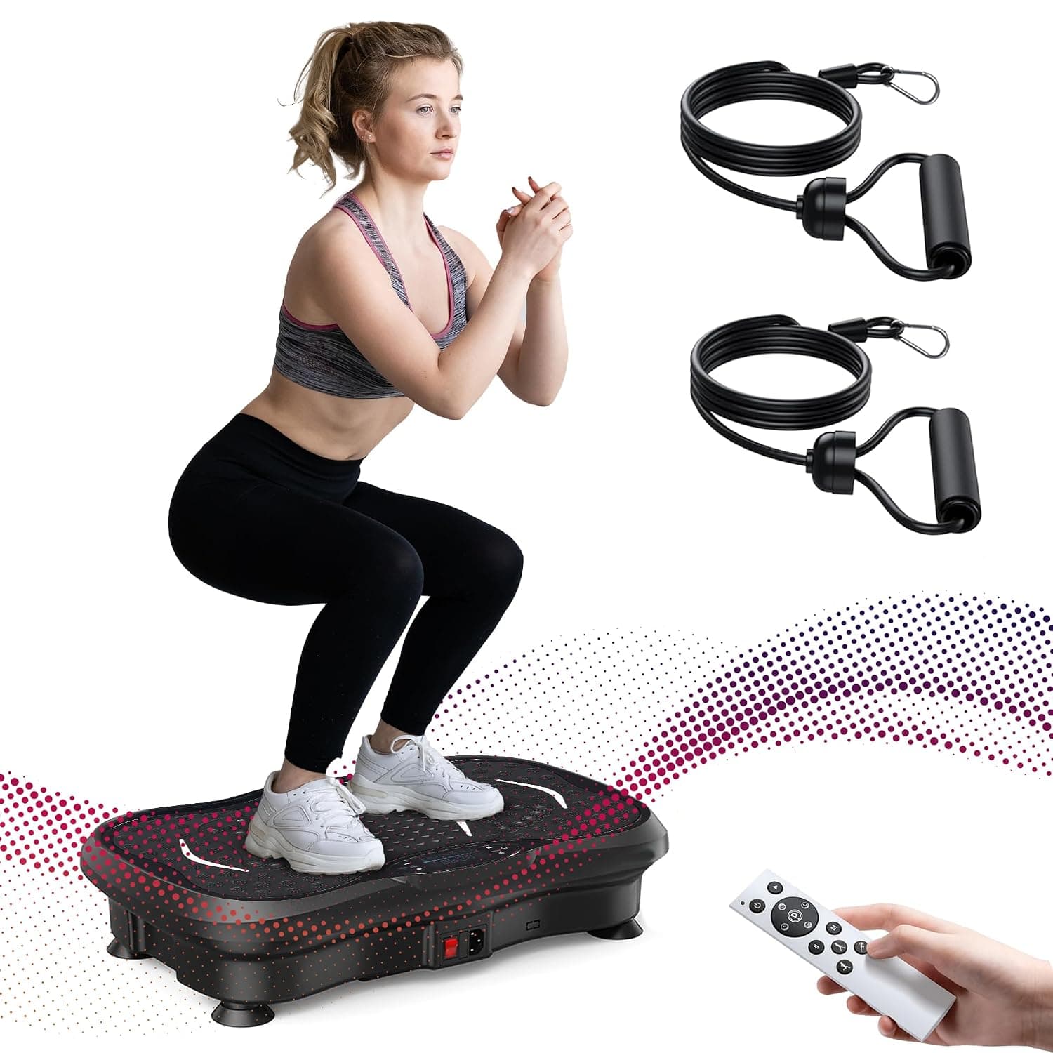 Whole Body Vibration Plate Exercise Machine 265 lbs Capacity with 99 Speed Levels, Remote Control, LED Display, Resistance Bands & Programs Home Exercise Equipment Weight Loss for Women & Men