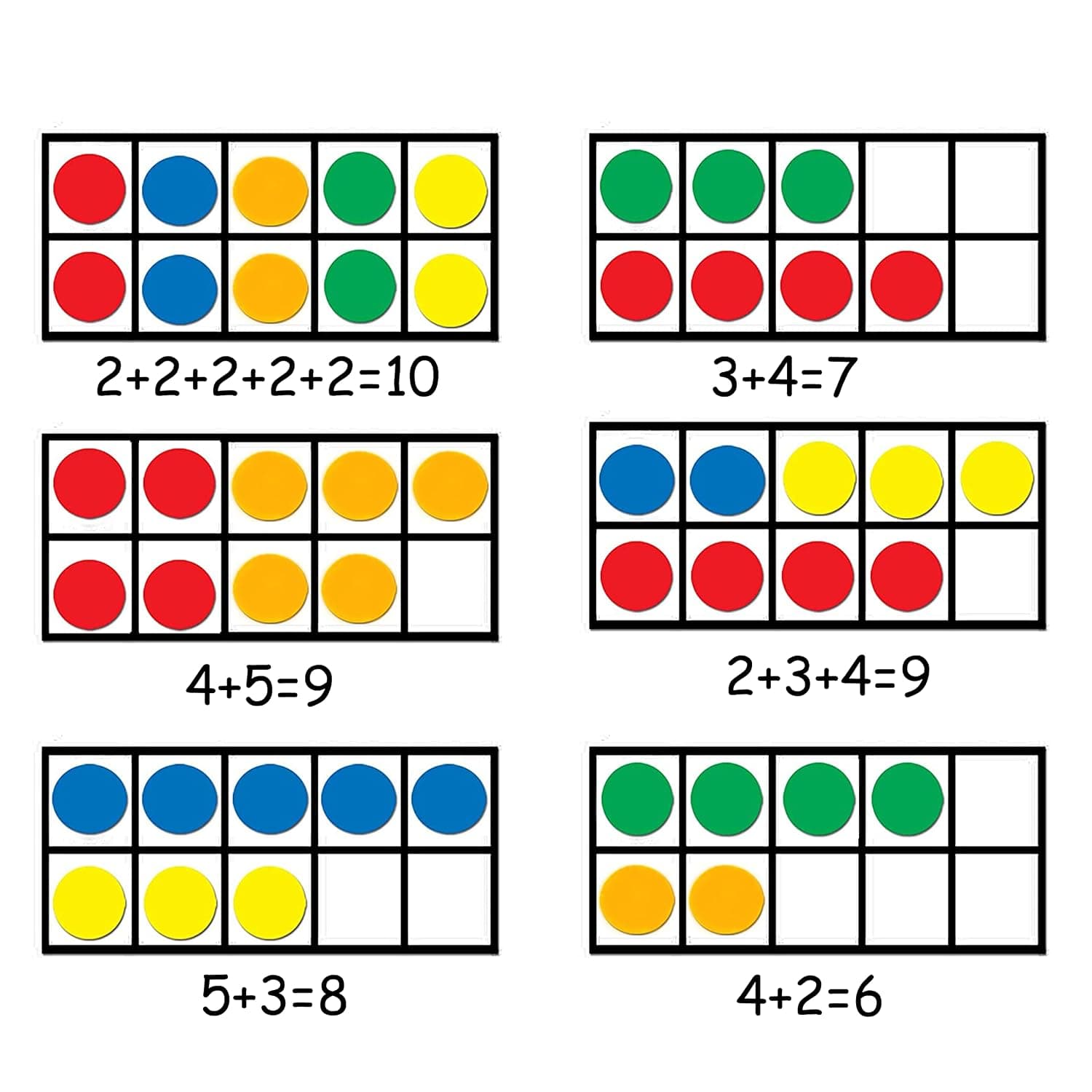 BAIVYLE Giant Magnetic Ten -Frame Set - 5 Ten Frames and 55 Magnetic Math Counters, Math Manipulatives Games for Kids, Classroom Toys for Kindergarten Learning Materials Homeschool Supplies