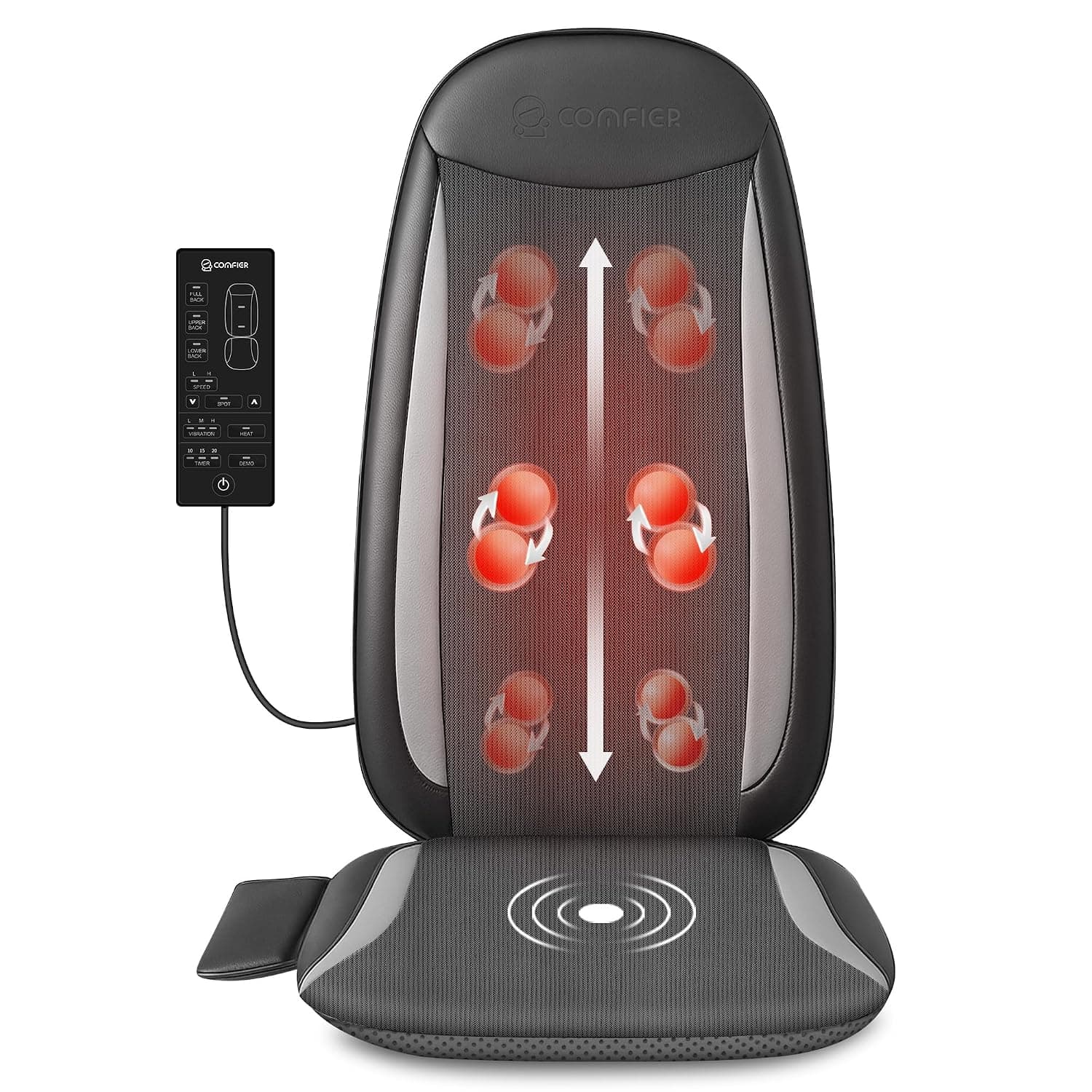 COMFIER Massage Chair Cushion, Shiatsu Massage Pillow for Neck and Shoulders, Back Massager with Heat Function, Full Back Relaxation, Suitable for Office, Gifts