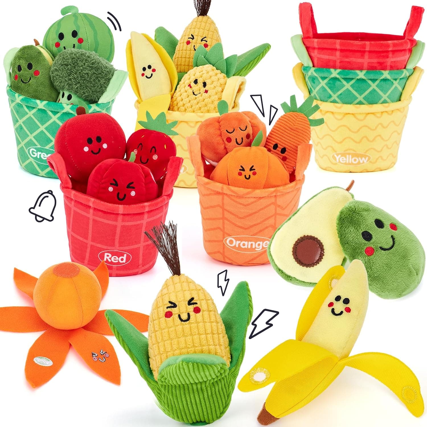 hahaland Baby Sensory Toys - 16 PCS My First Fruit Vegetable Color Sorting Play Food Crinkle, Rattle, Baby Toys 6-12 Months Montessori Toys for 1 Year Old Boy Girl Toddler Valentines Day Gifts Easter