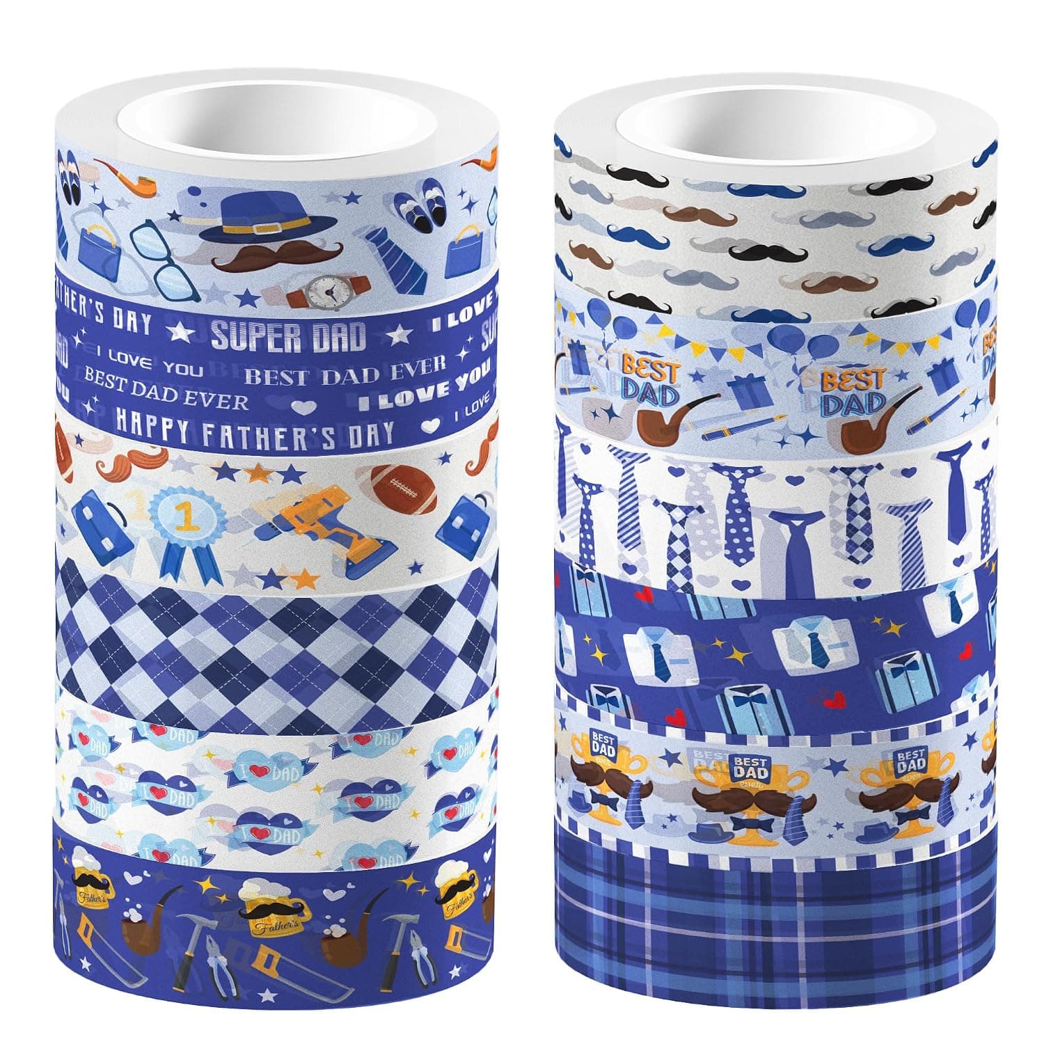 12 Rolls Father' s Day Washi Tape Set Happy Father's Day Themed Decorative Masking Tape for I Love You, Dad DIY Crafts, Scrapbooking & Gift Wrapping