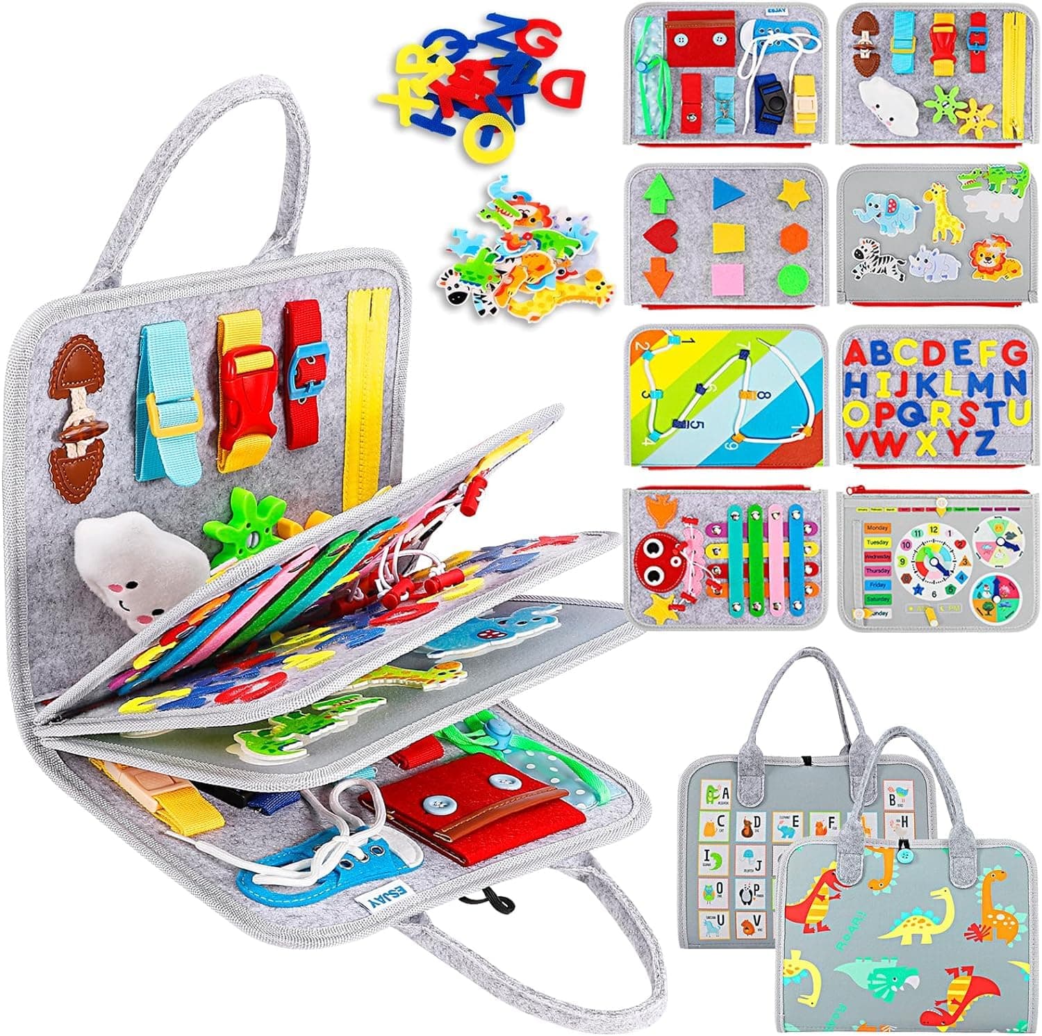 Soofam Busy Board for Toddlers,Busy Book Montessori Toys for 3-5 Year Old, Sensory Board Learning Activities for Fine Motor Skills,Preschool Activities Educational Travel Toy,Gifts for Boys Girls
