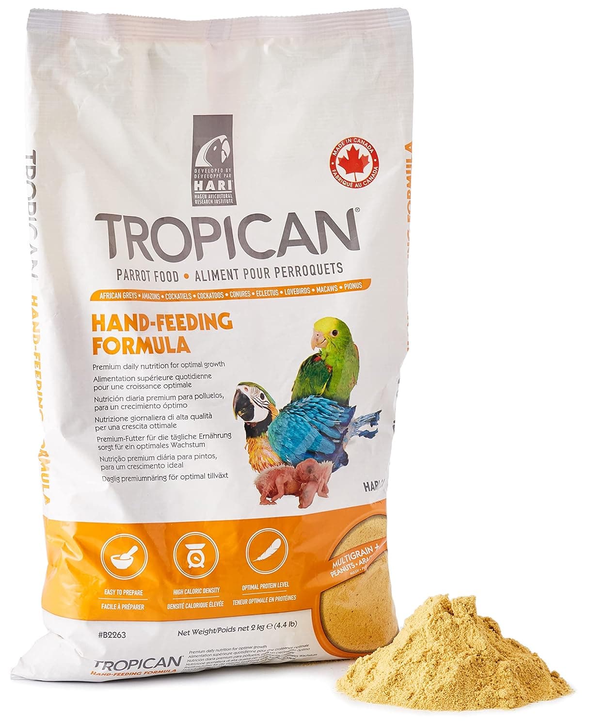 Hari Hagen Tropican Hand Feeding Parrot Food, 4.4 lb Baby Bird Food for Optimal Growth