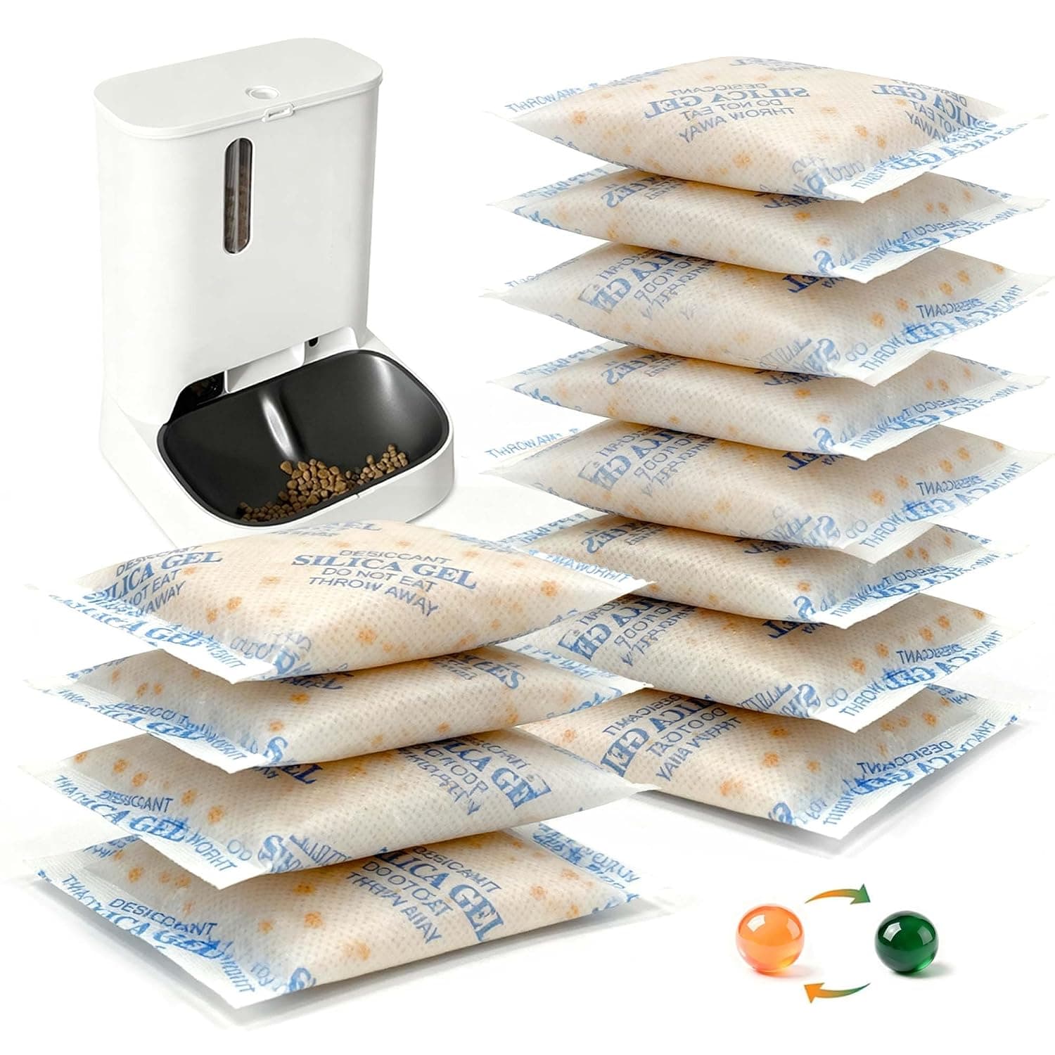 PurifyLogix 12PCS Color-Changing Pet Food Desiccant Packs Compatible with PETLIBRO Automatic Cat Feeder, Individually Packaged Desiccant Replacement Packs Suitable for PETKIT Automatic Cat Feeder