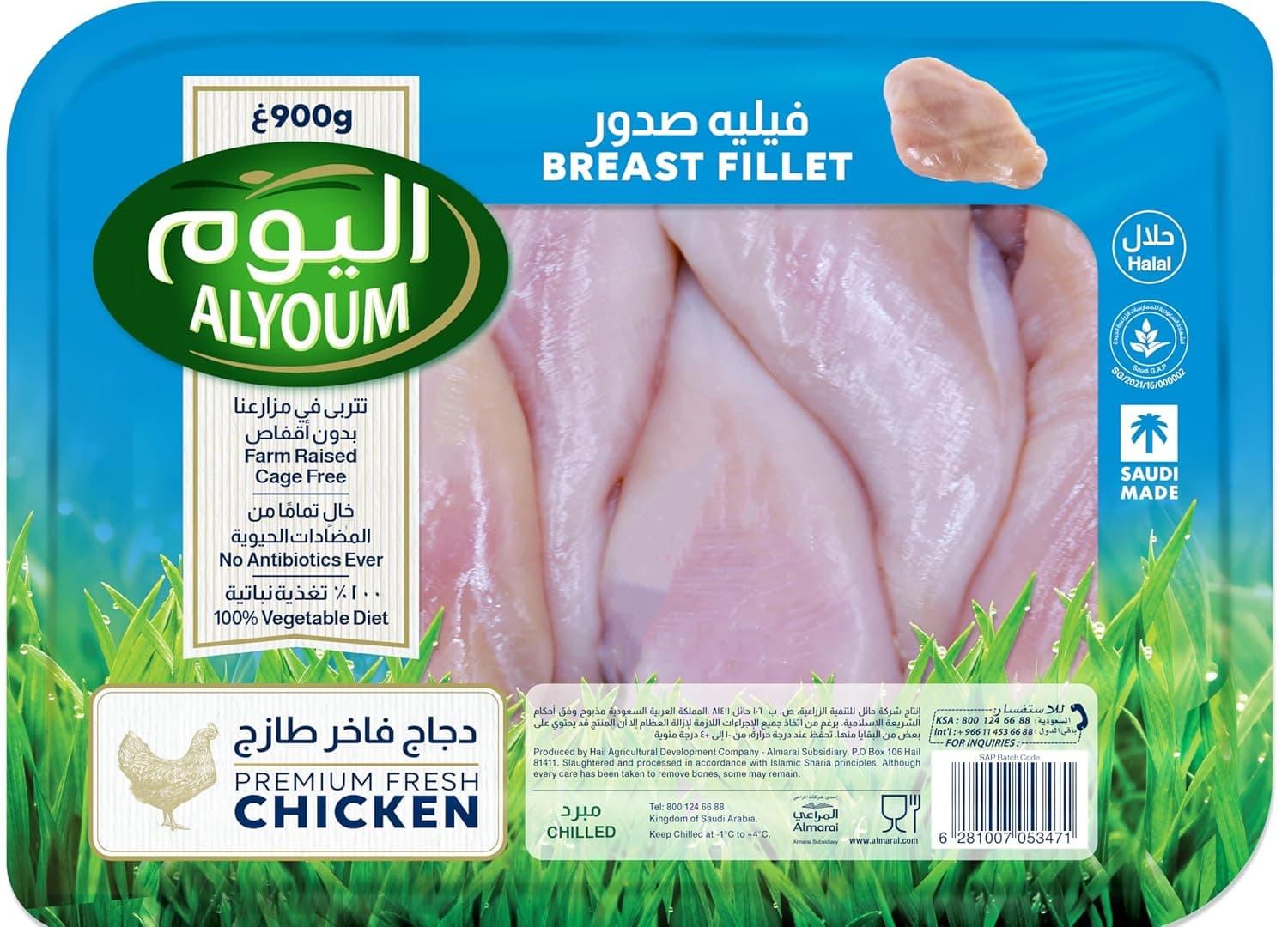 فيليه صدر الدجاج الطازج من اليوم، 900 جرام