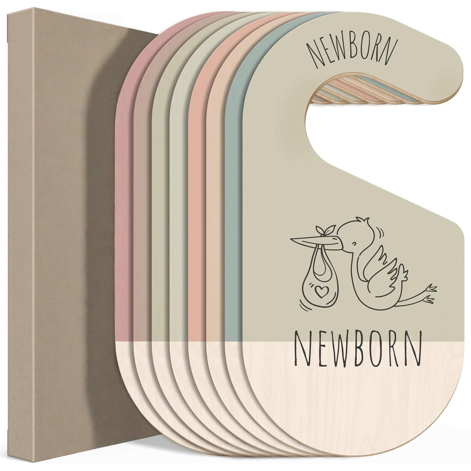 8 Pcs Wooden Baby Clothes Dividers with Size Labels, Double-Sided Gender-Neutral Poplar Wood Nursery Closet Organizer for Newborn to Toddler