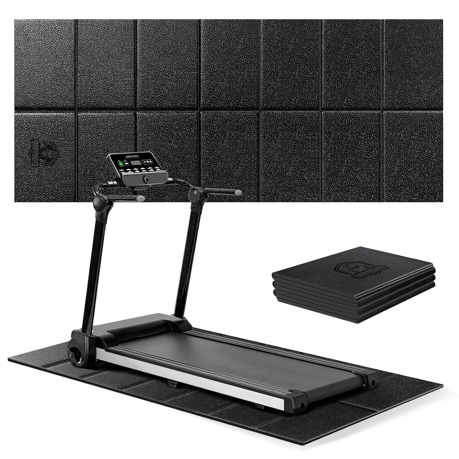 HAPBEAR Foldable Yoga Mat 173x61cmx5mm Thick, Non-Slip Treadmill, Weight Bench & Walking Pad Mat for Carpet & Hardwood Floors, Shock Absorbing Floor Protector for Home Gym