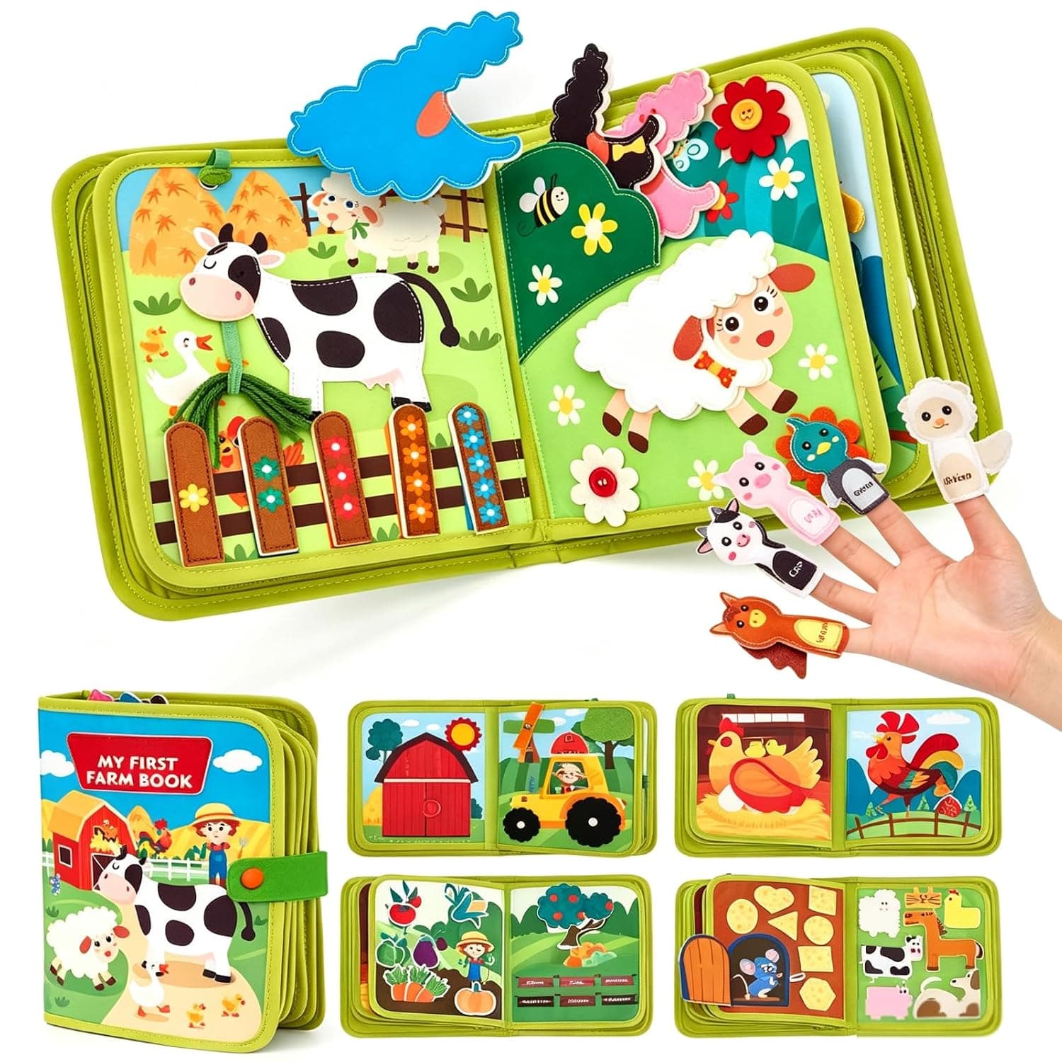 Busy Book for Toddlers 1-3, Montessori Toys for 1 Year Old Boy Girl Gifts, Busy Board with Life Skills, Sorting, Matching, Preschool Learning,Quiet Activity Books for 1 Year Old Boy Girl (Farm)