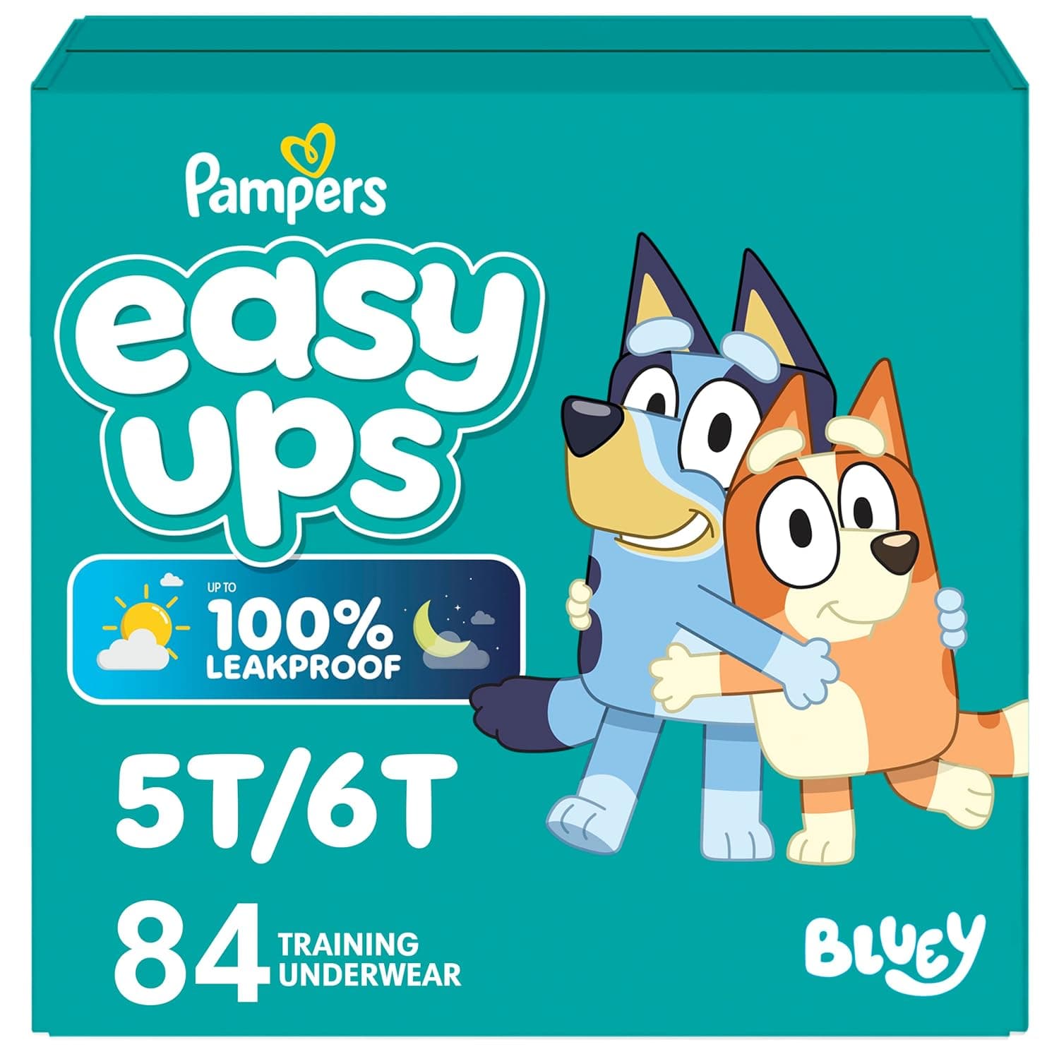 Pampers Easy Ups Boys & Girls Bluey Potty Training Pants - Size 5T-6T, One Month Supply (84 Count), Training Underwear (Packaging May Vary)