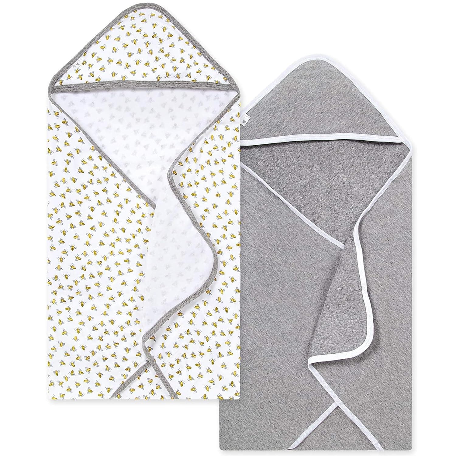 Burt's Bees Baby Infant Hooded Towels Honey Bee Organic Cotton, Unisex Bath Essentials and Newborn Necessities, Soft Nursery Towel with Hood Set, 2-Pack Size 29 x 29 Inch