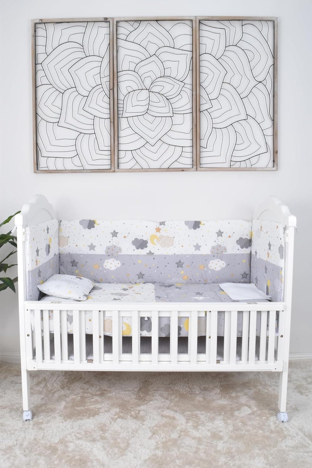 Baby Bed Skirt with Rails 4 Pieces (Shape 2)