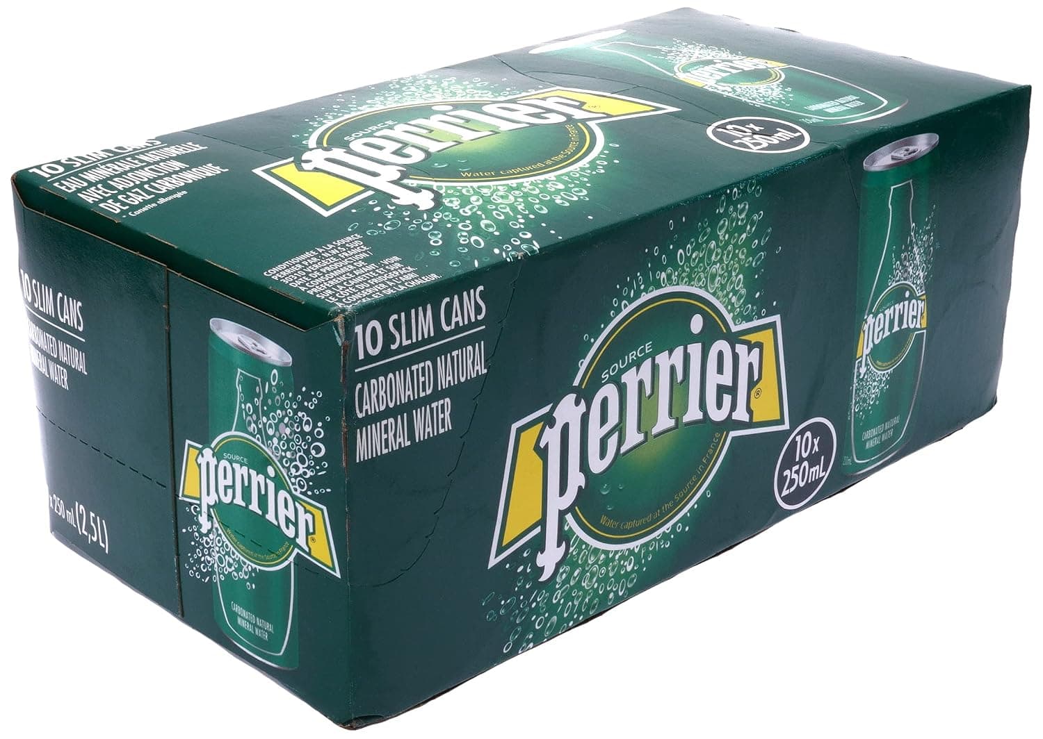 Saurce Perrier Sparkling natural Mineral water Can 250Ml Pack of 10