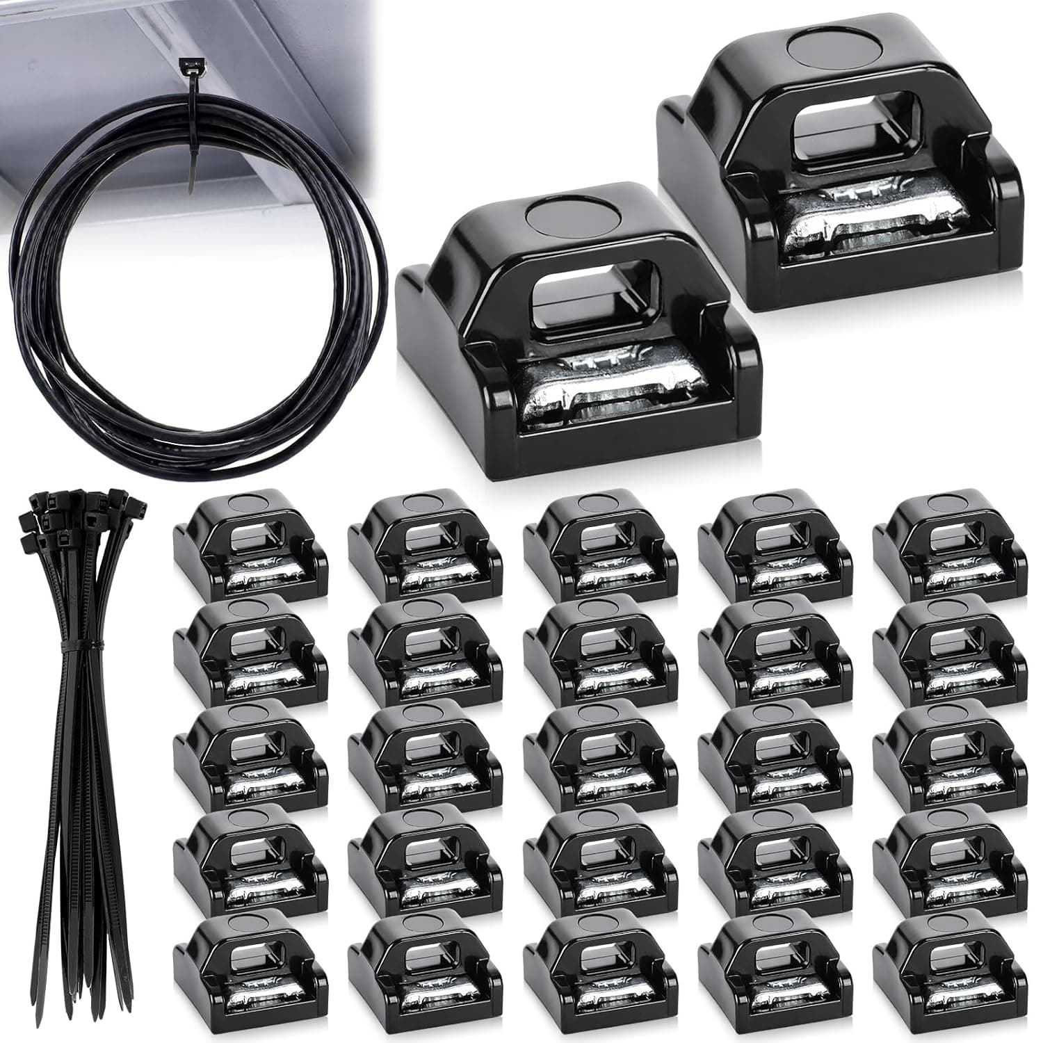25 Sets Mini Magnetic Cable Tie Mount Magnetic Zip Tie Mount Base Multipurpose Wire Cable Holder Wire Clips Management for Home Office Marine Electrical Wiring