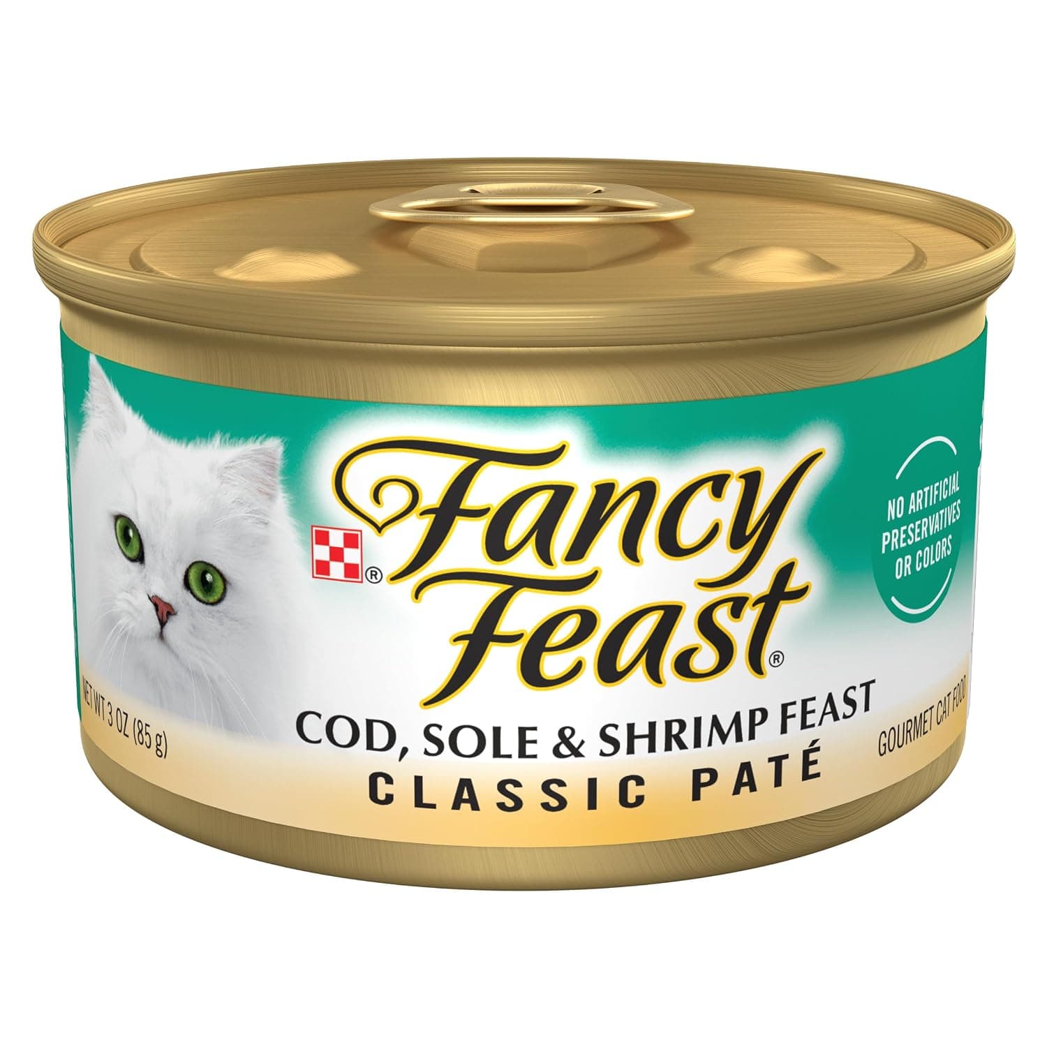 Purina Fancy Feast Cod, Sole and Shrimp Feast Classic Grain Free Wet Cat Food Pate Pet Food - (Pack of 24) 3 oz. Cans