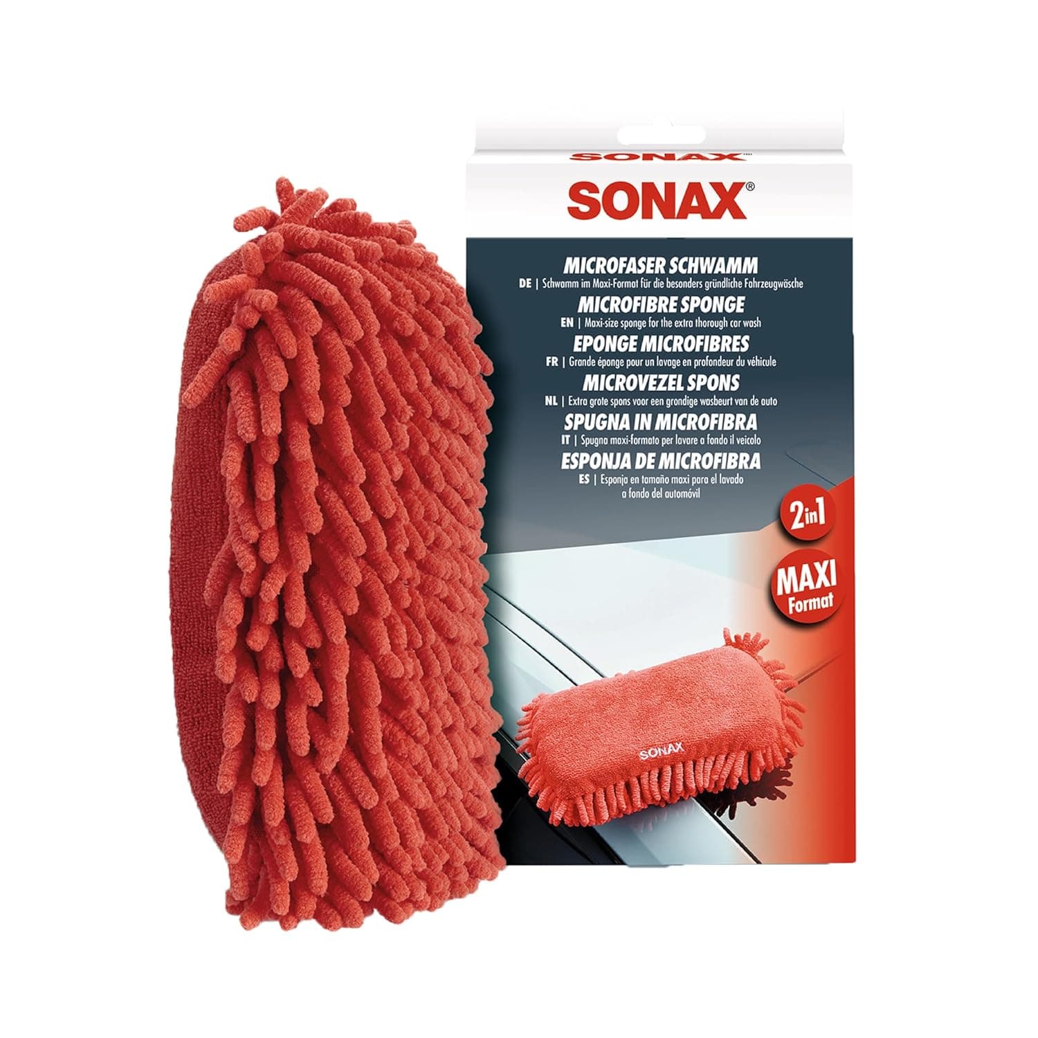 Sonax Microfibre Sponge (1 Piece) - XL Sponge, Highly Absorbent. Foams up Car Shampoo and Removes Stubborn Dirt | Item No. 04281000