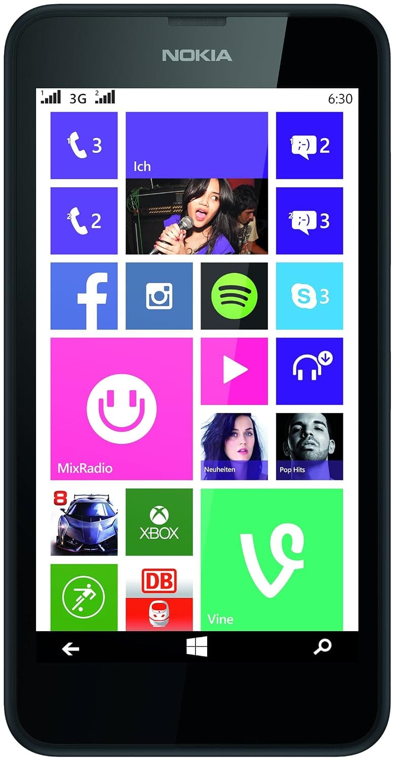 Nokia Lumia 630 Dual-SIM 8GB ROM + 512MB RAM (GSM Only | No CDMA) Factory Unlocked 3G Smartphone (Black Lumia) - International Version