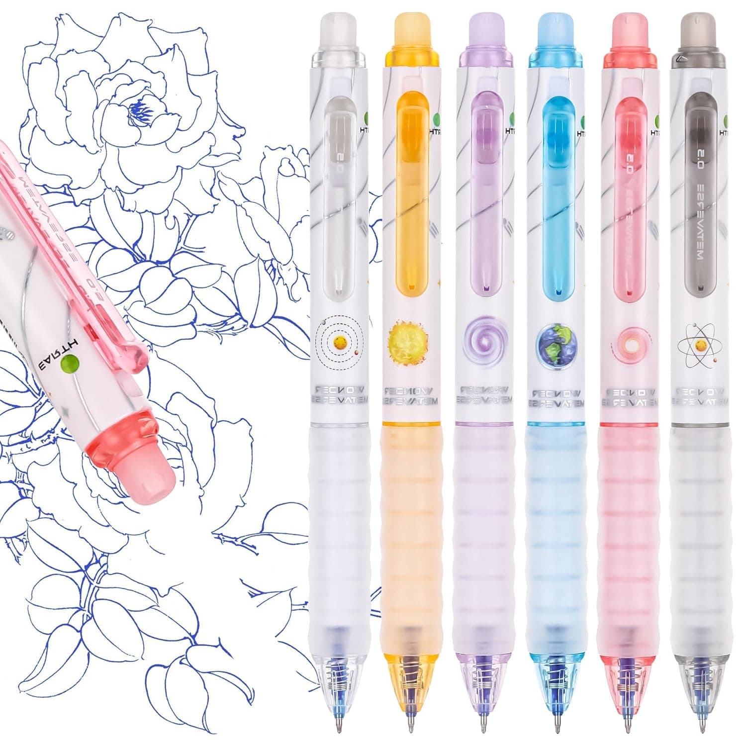 6 Pcs Erasable Gel Pens, 0.5mm Blue Erasable Office School Pens, Fine Point Blue Ink Writing Pen With Erasable Eraser For Writing Drawing & Notebooks, School Supplies