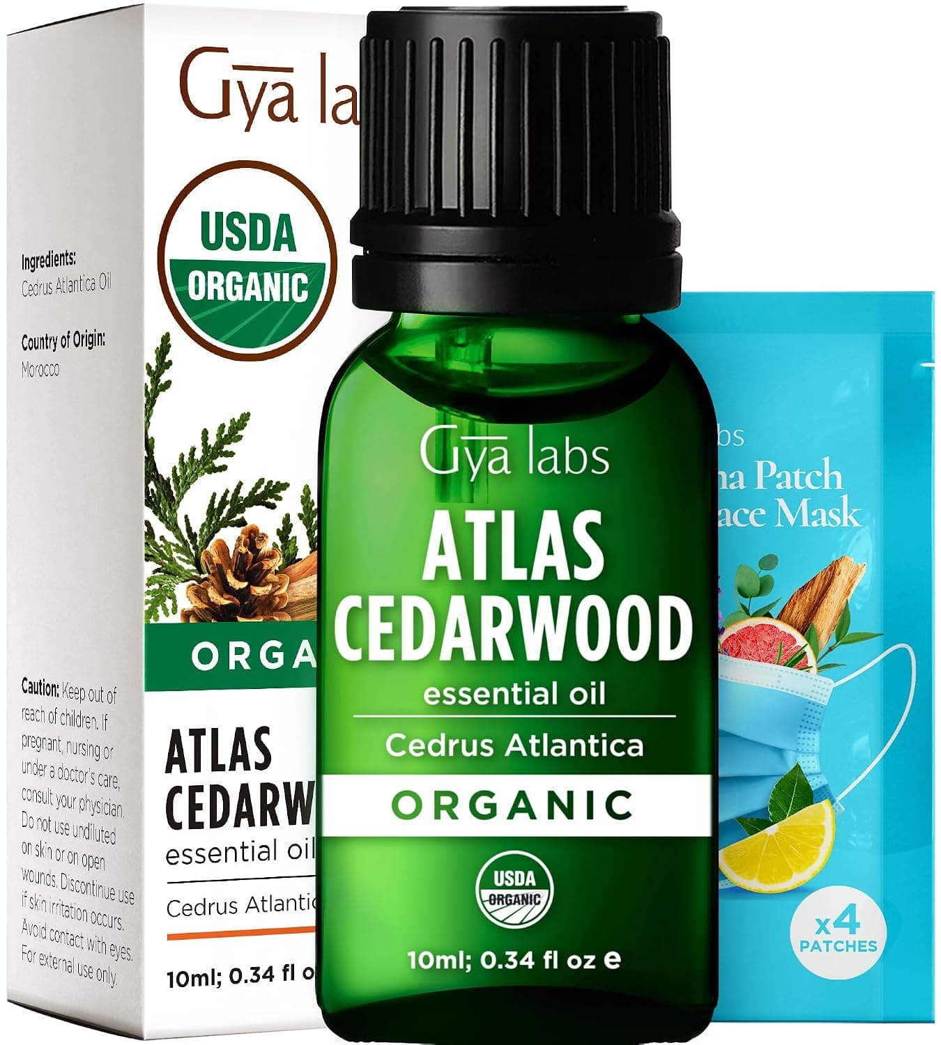 Gya Labs USDA Certified Organic Cedarwood Essential Oil for Diffuser - 100% Pure Natural Cedarwood Oil Organic for Skin & Hair (0.34 Fl Oz) | USDA Organic cedarwood essential oil for scalp & hair—woodsy, grounding aroma for skin, diffuser & DIY candles 10ml