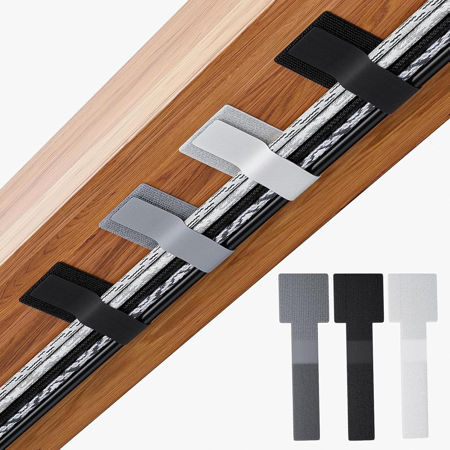 Reusable Cable Ties, 30pcs Self-Adhesive Hook and Loop Cable Ties, Cord Organizer for Appliances, Suitable for Office and Home Use, Can Easily Organize Desktop Wires and Network Cables