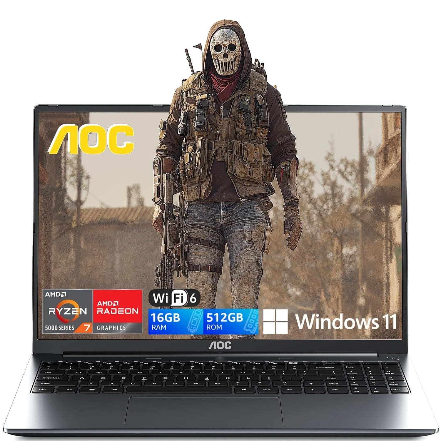 AOC 2025 AMD Laptop, 16.1 inch Laptop Computer with AMD Ryzen 7 7735HS Processor (8C/16T, up to 4.75GHz), 16GB DDR5 512GB NVMe SSD Laptop Computer, 16-inch FHD Display, WiFi 6, Backlit KB, Webcam,HDMI