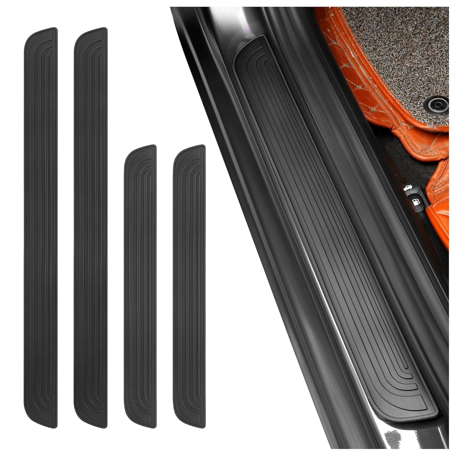 KIFIDAN 4PCS Car Door Sill Protector,Anti-Scratch & Waterproof Car Door Sills Scratch Protection,Universal Car Exterior Accessories Automotive Door Entry Guard for Car,Truck,SUV (Black, Width 1.57")