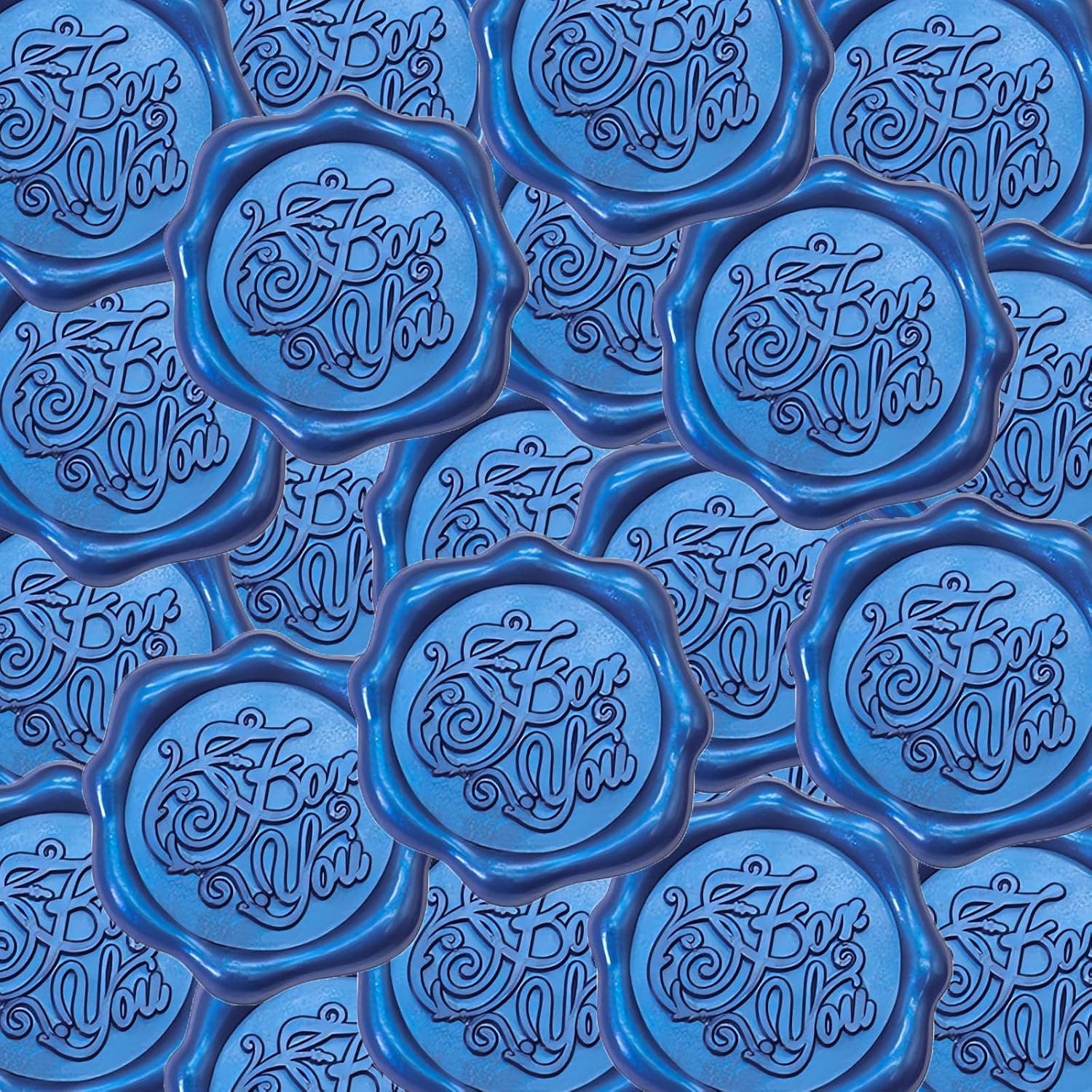 Wax Seal Stickers, 50 Pieces Sea Blue for Her Premade Self Adhesive Envelope Sealing Labels for Wedding Invitations, Gift Wrapping, Letter Scrapbook